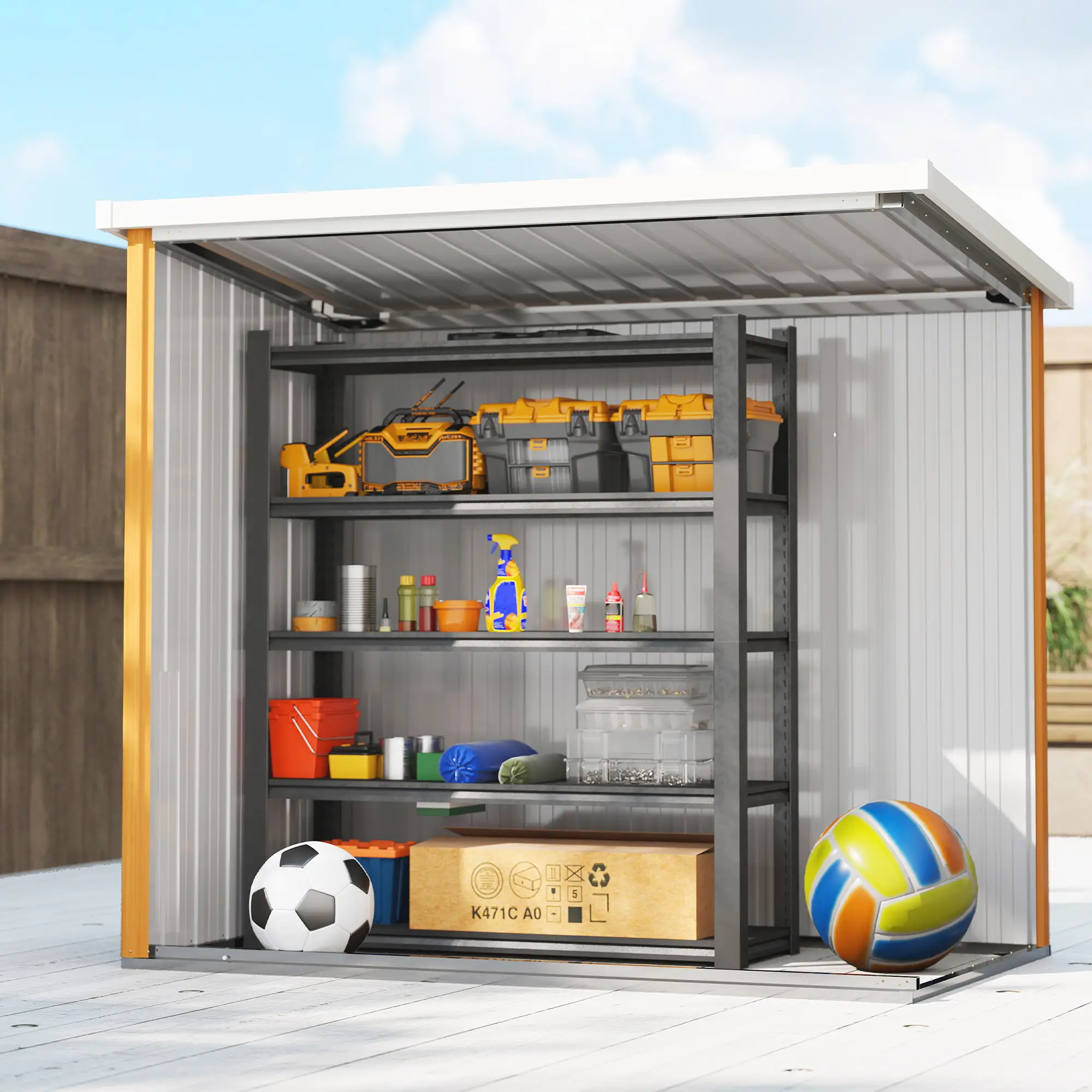 5' x 3' Metal Garden Storage Shed, Double Doors For Backyard - Image 7