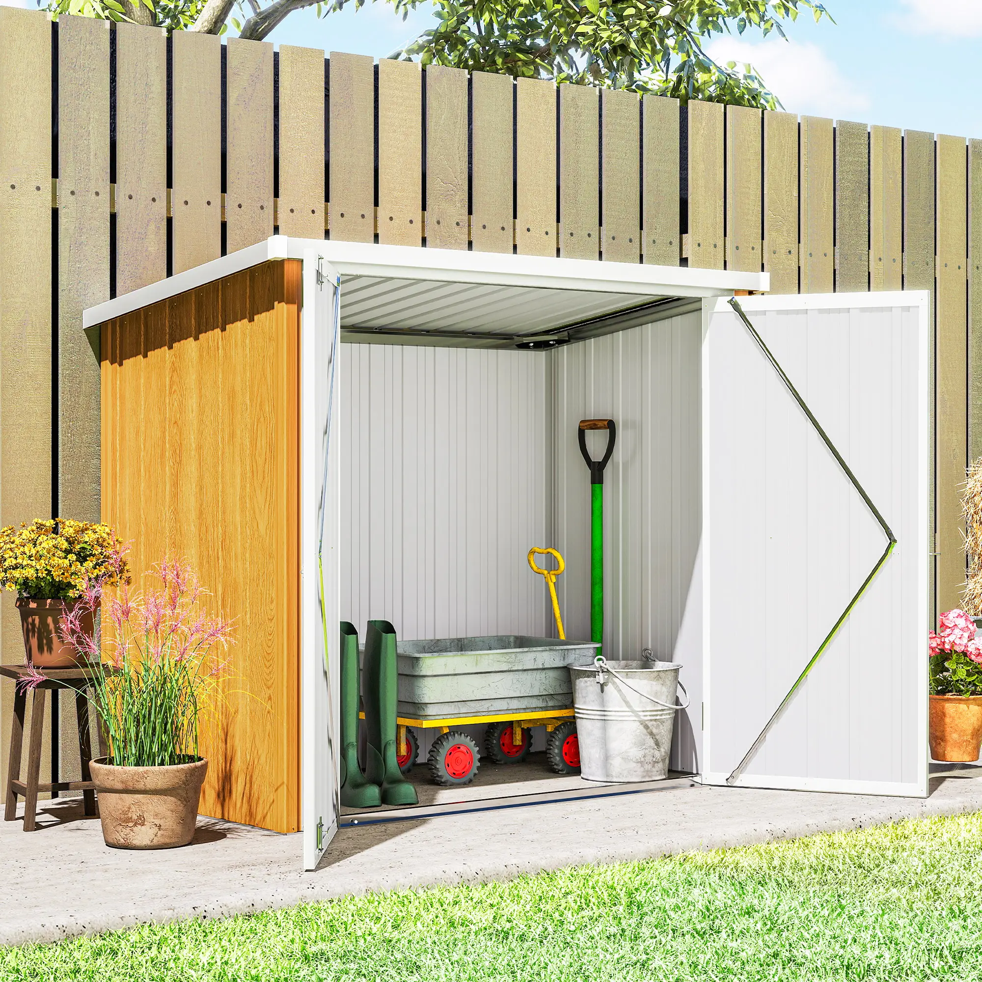 5' x 3' Metal Garden Storage Shed, Double Doors For Backyard - Image 9
