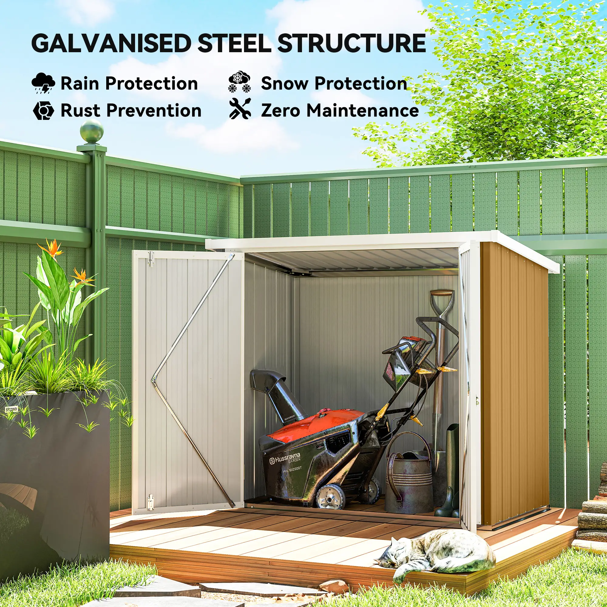 5' x 3' Metal Garden Storage Shed With Double Doors - Image 4