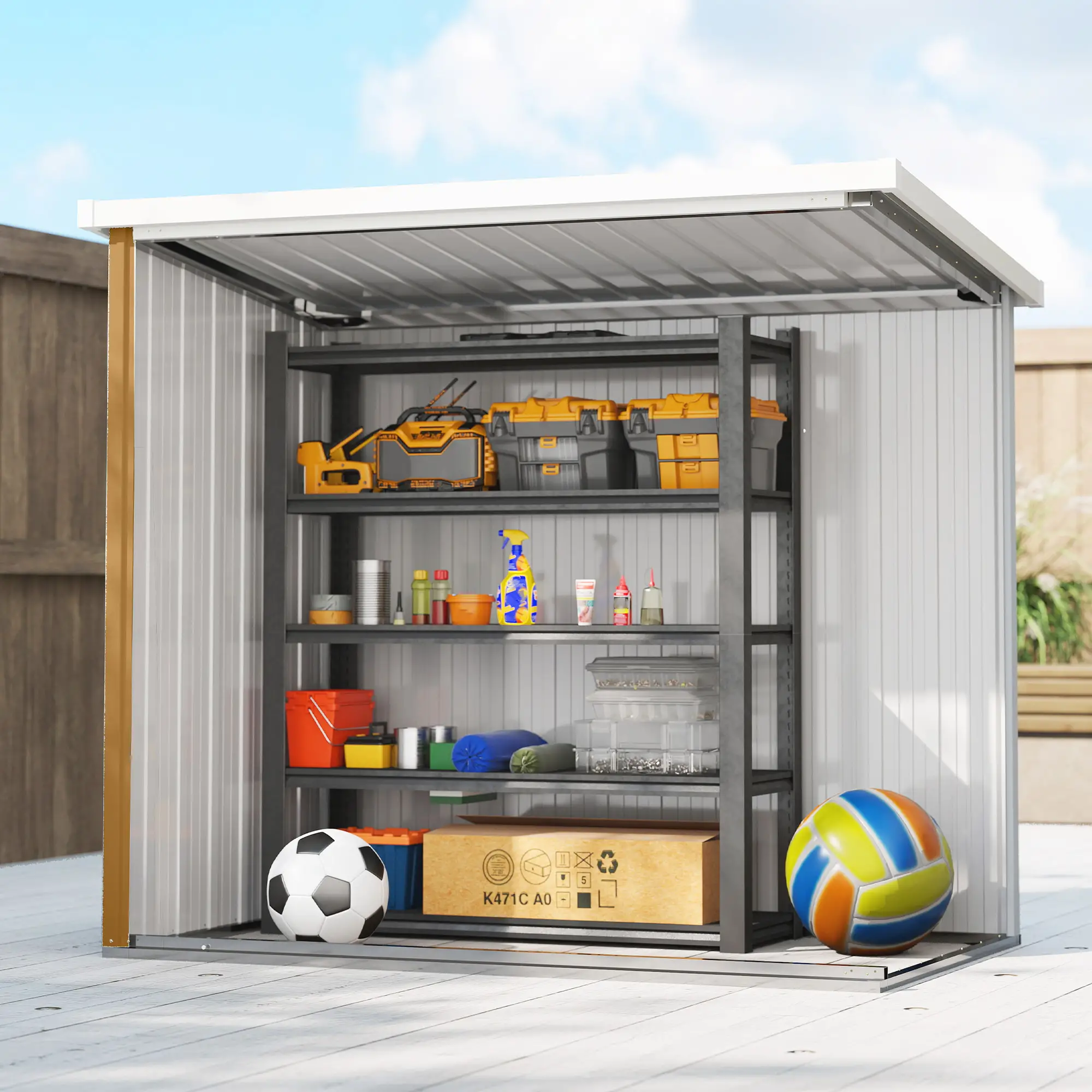 5' x 3' Metal Garden Storage Shed With Double Doors - Image 7