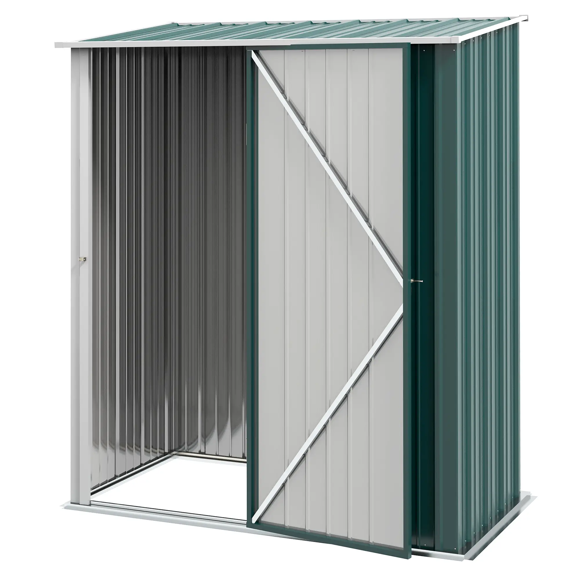 5' x 3' Outdoor Storage Shed, Steel Garden Shed, Lockable Door, Green - Image 11