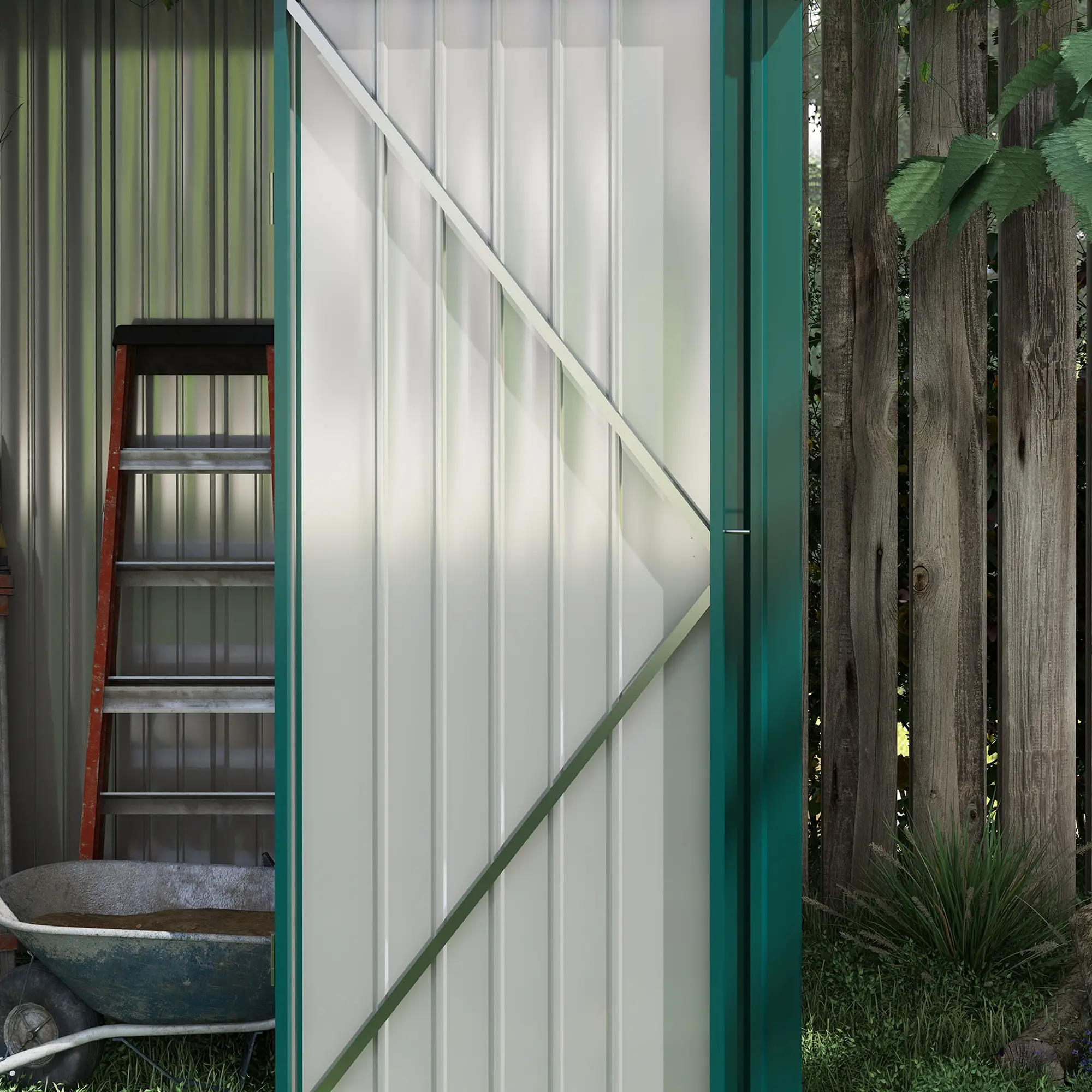5' x 3' Outdoor Storage Shed, Steel Garden Shed, Lockable Door, Green - Image 7