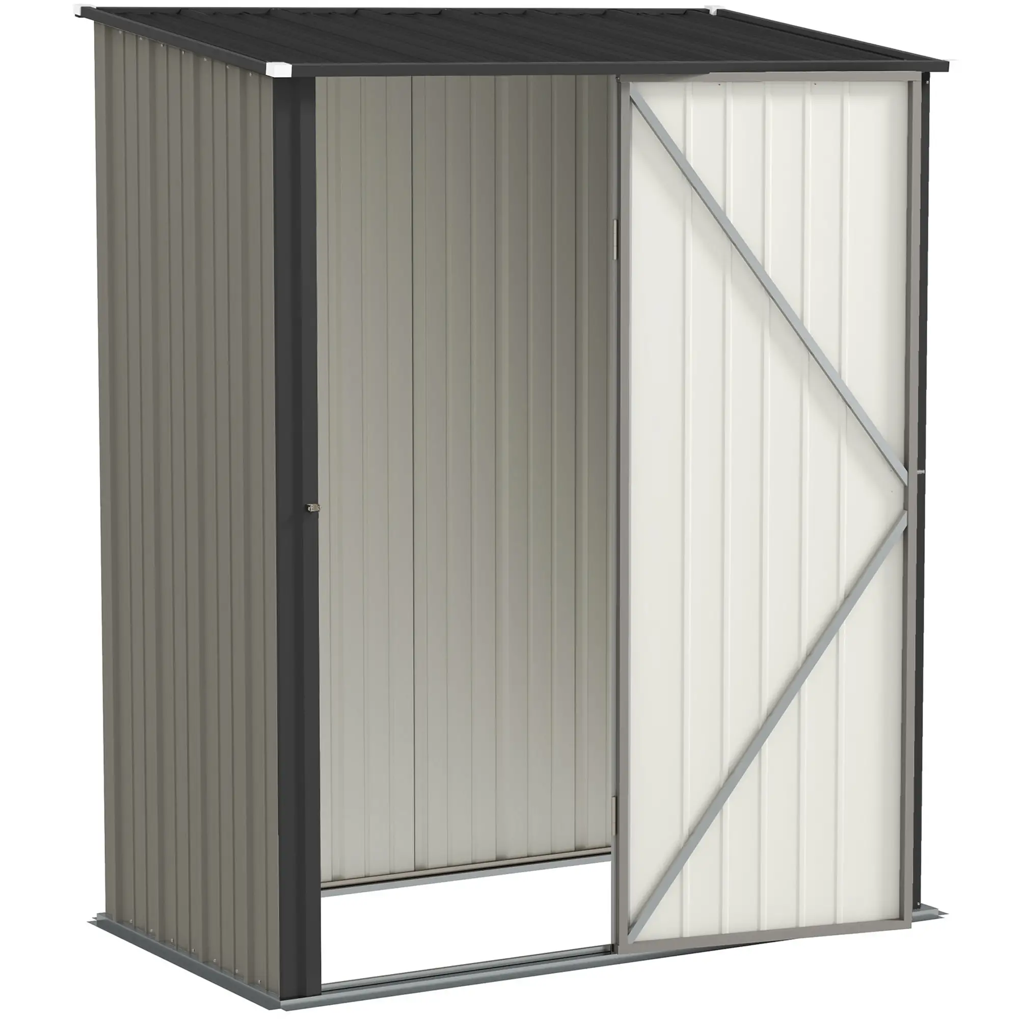 5' x 3' Steel Garden Shed, Outdoor Storage With Lockable Door, Grey - Image 10