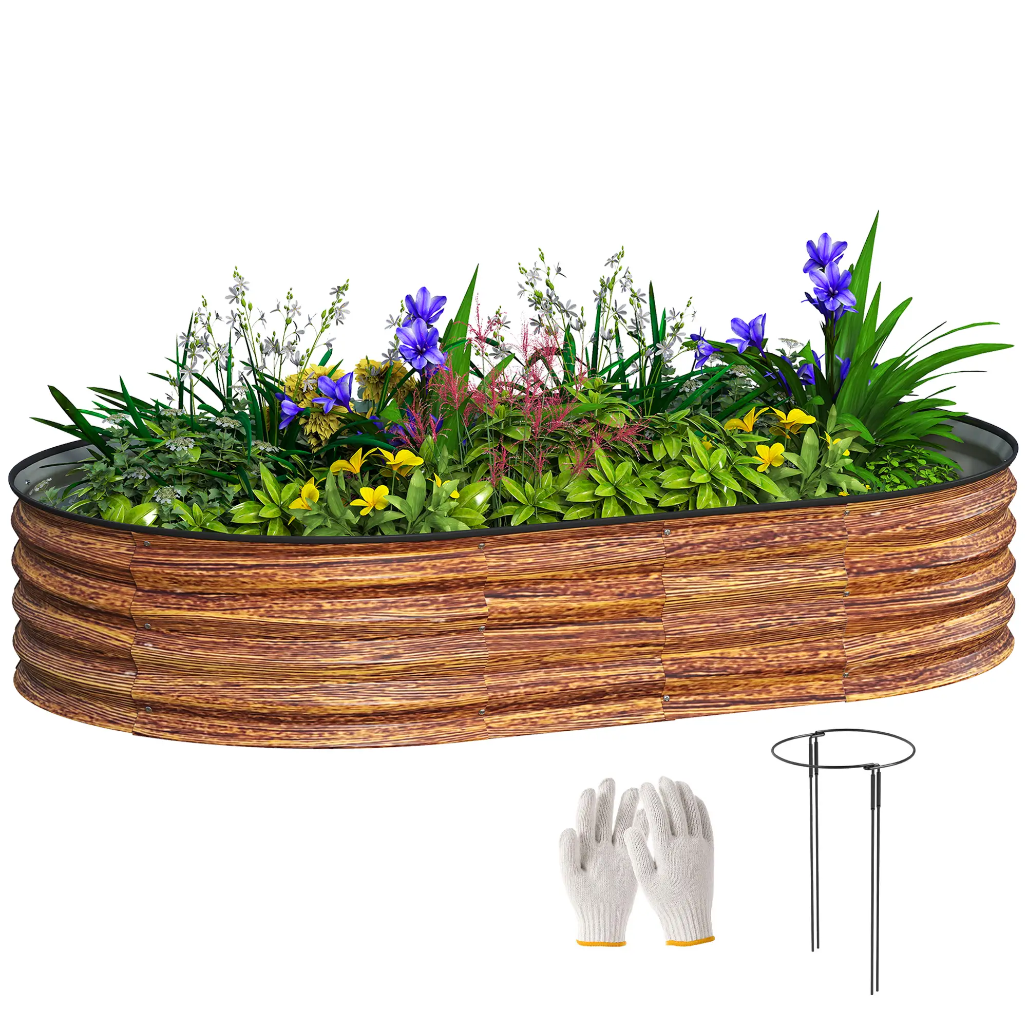 5' x 3' x 1' Galvanized Raised Garden Bed, Brown Wood Effect, Brown - Image 11