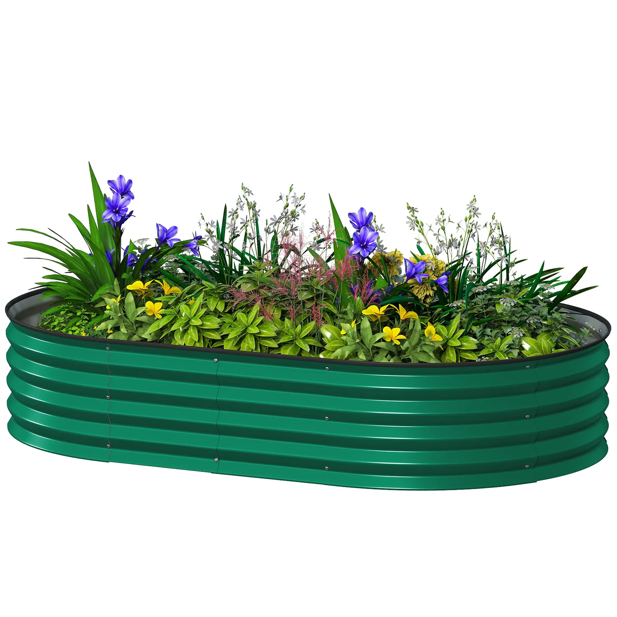 5' x 3' x 1' Galvanized Raised Garden Bed, Green Metal Planter Box, Green