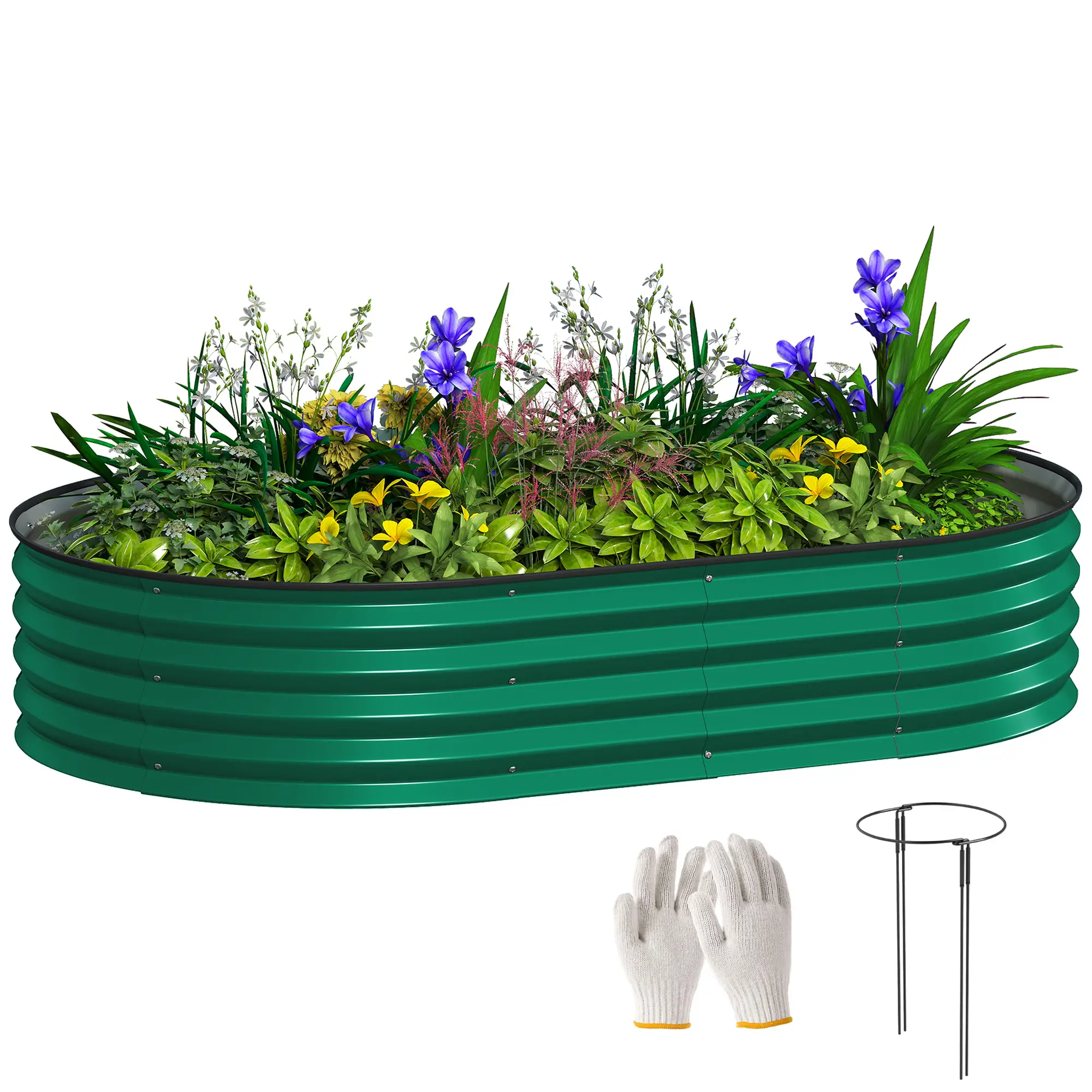 5' x 3' x 1' Galvanized Raised Garden Bed, Green Metal Planter Box, Green - Image 11