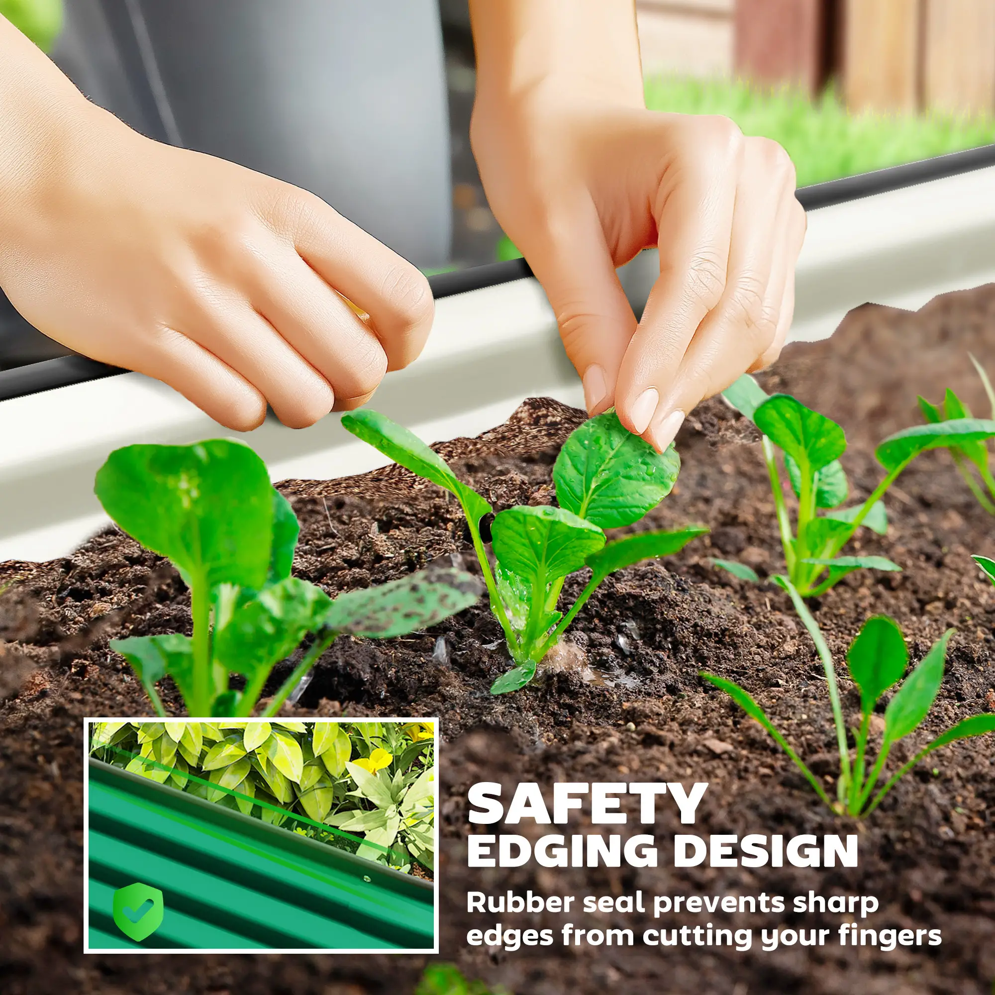 5' x 3' x 1' Galvanized Raised Garden Bed, Green Metal Planter Box, Green - Image 5