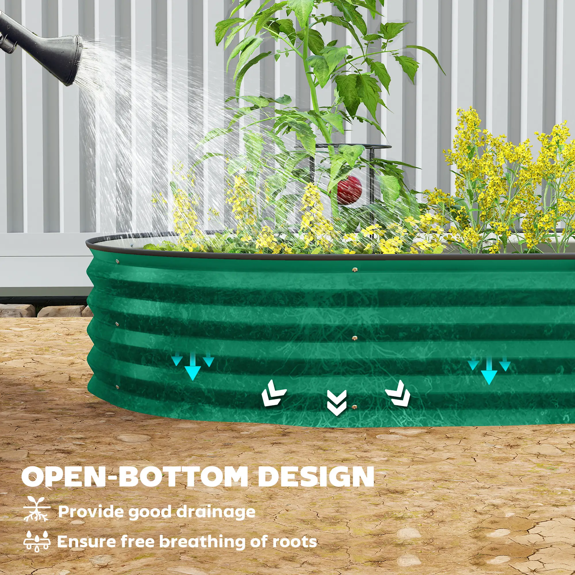 5' x 3' x 1' Galvanized Raised Garden Bed, Green Metal Planter Box, Green - Image 6