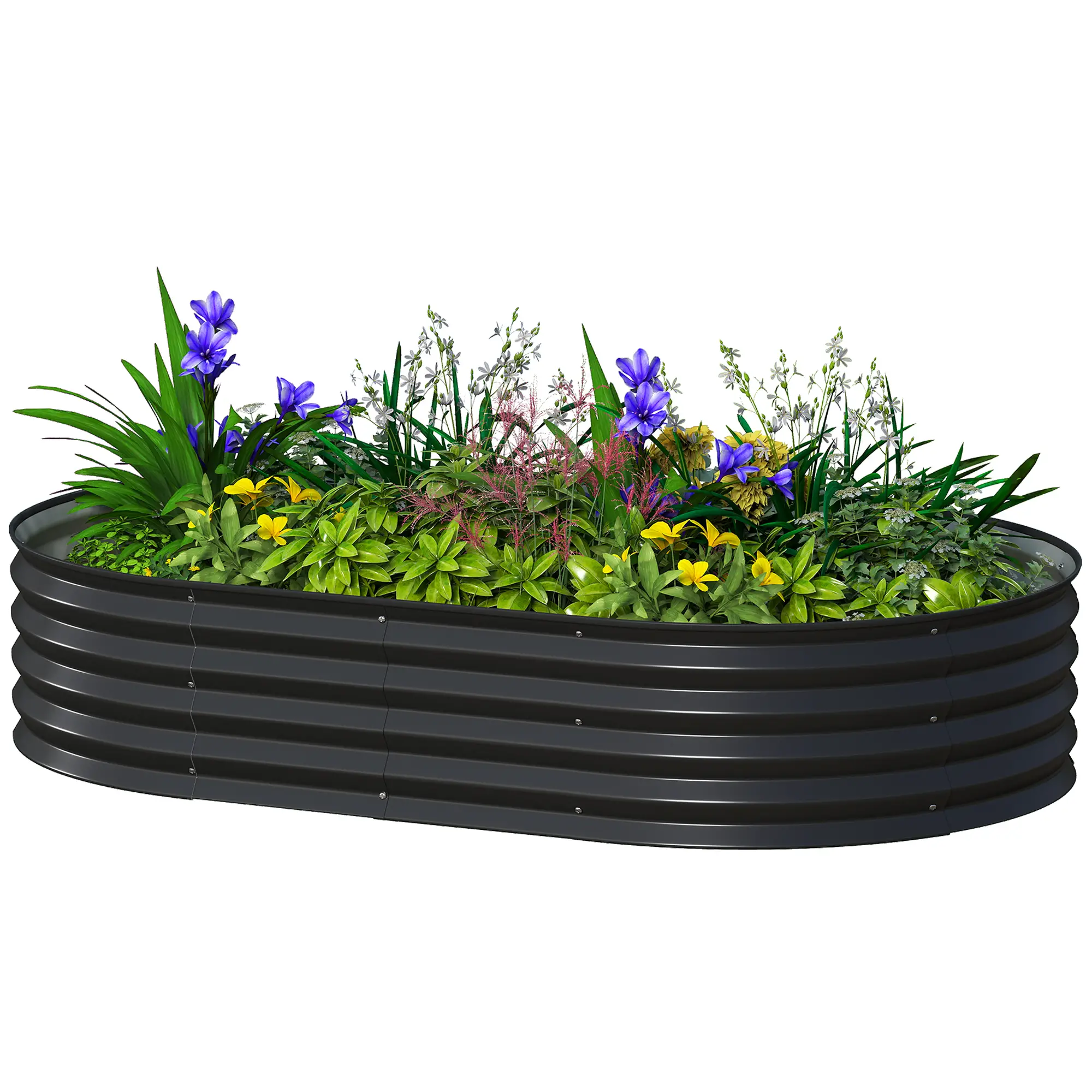 5' x 3' x 1' Large Outdoor Planter Box, Galvanized Raised Garden Bed, Black