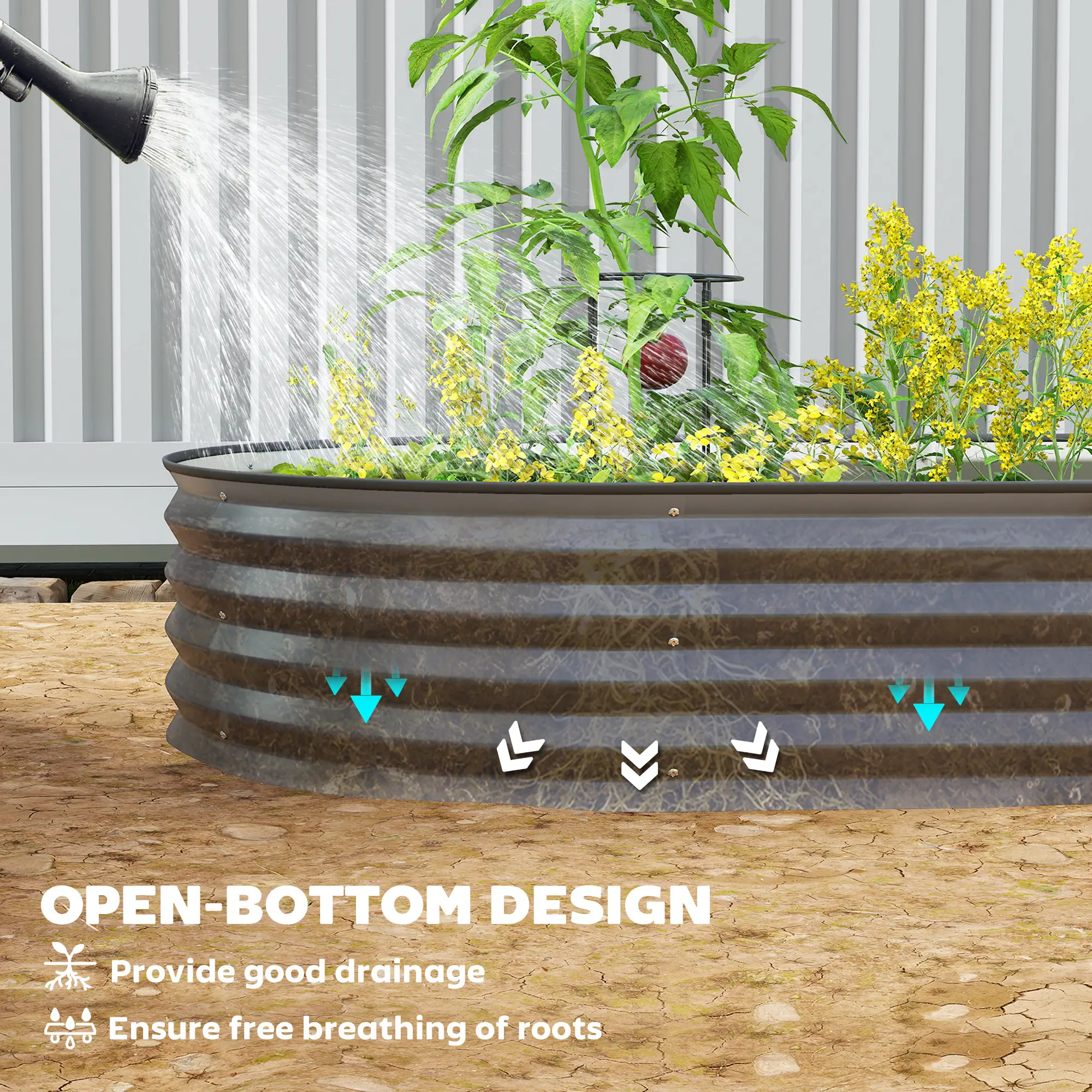 5' x 3' x 1' Large Outdoor Planter Box, Galvanized Raised Garden Bed, Black - Image 6