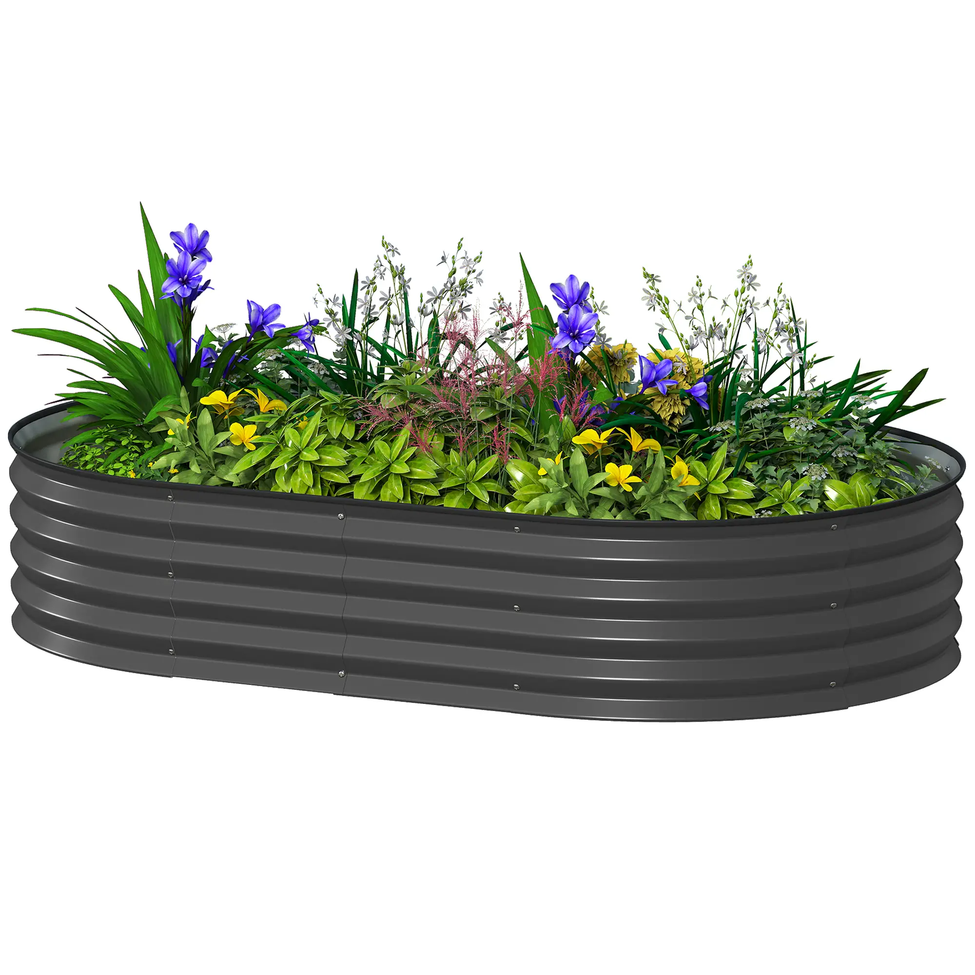 5' x 3' x 1' Outdoor Planter Box, Galvanized Raised Garden Bed, Dark Grey