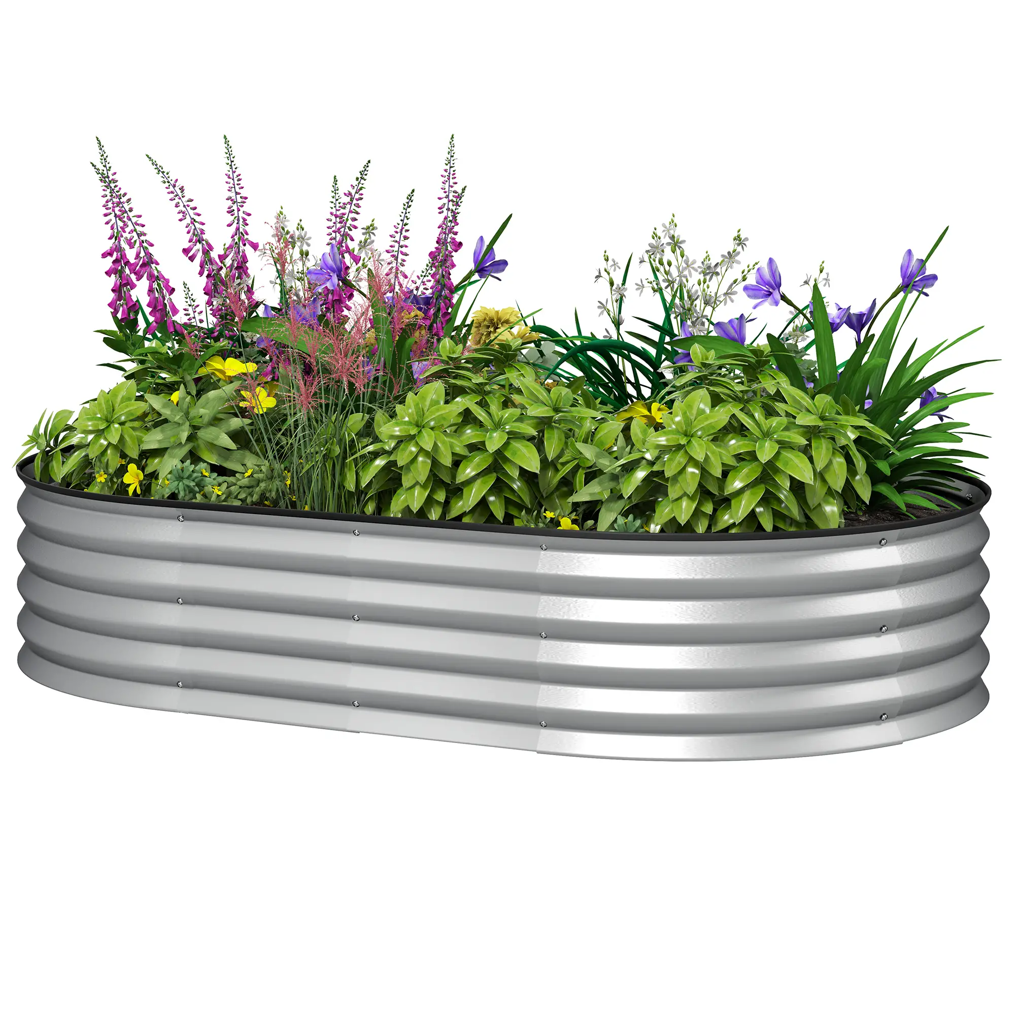 5' x 3' x 1' Outdoor Planter Box, Galvanized Raised Garden Bed, Silver