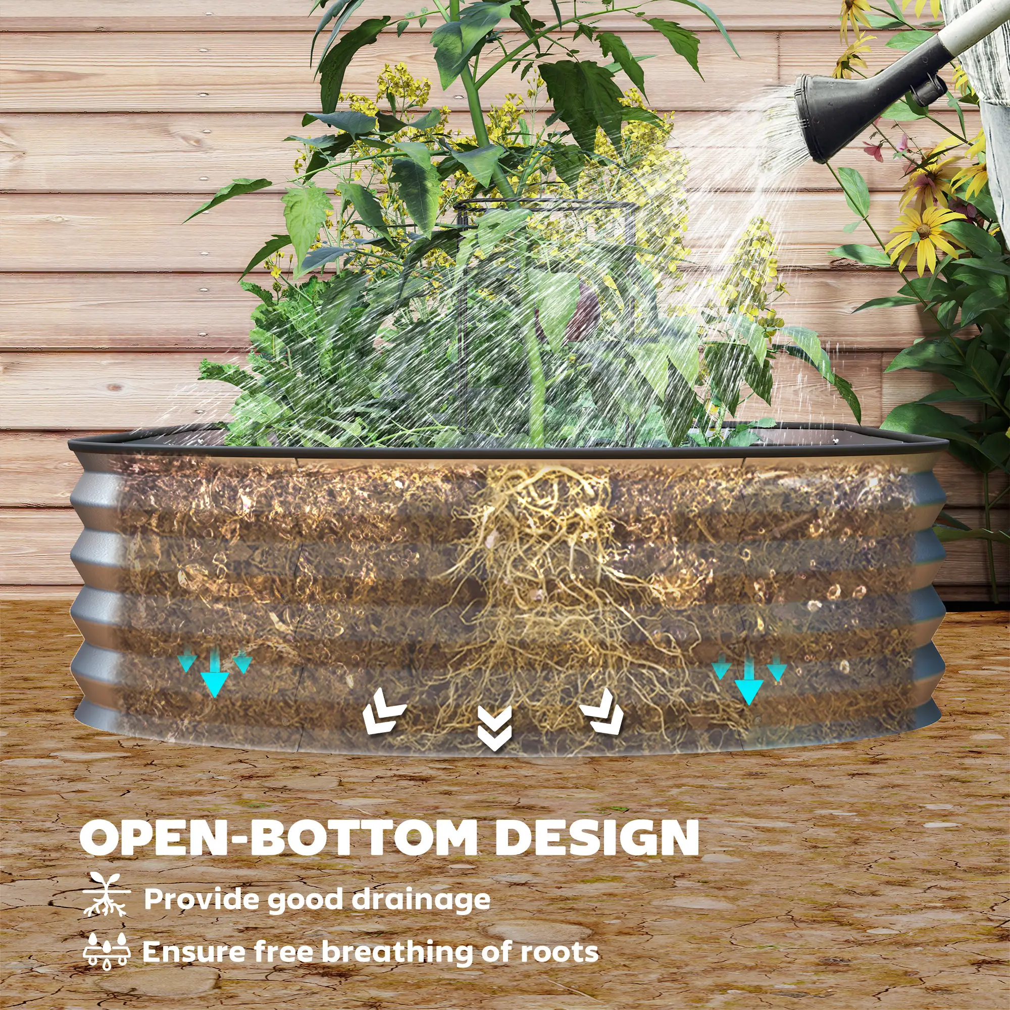 5' x 3' x 1' Outdoor Planter Box, Galvanized Raised Garden Bed, Silver - Image 6
