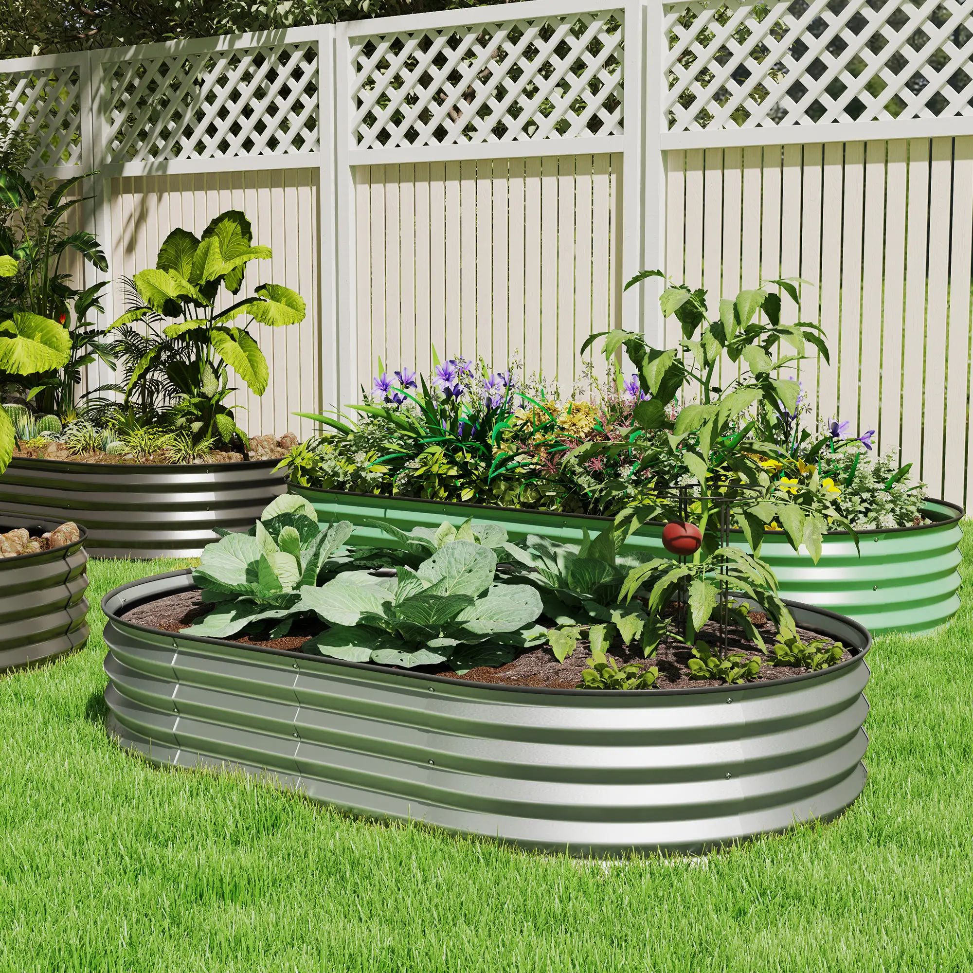 5' x 3' x 1' Outdoor Planter Box, Galvanized Raised Garden Bed, Silver - Image 8