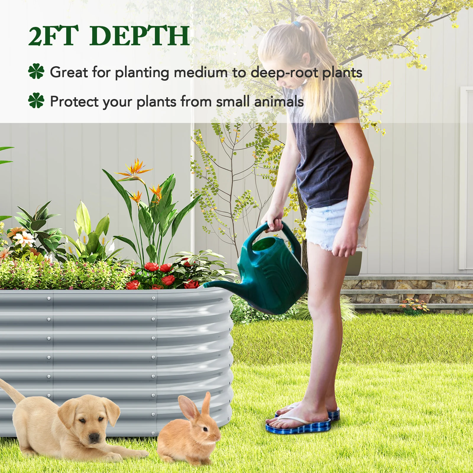 5 x 3 x 2 Feet Metal Oval Raised Garden Bed, Gray - Image 10