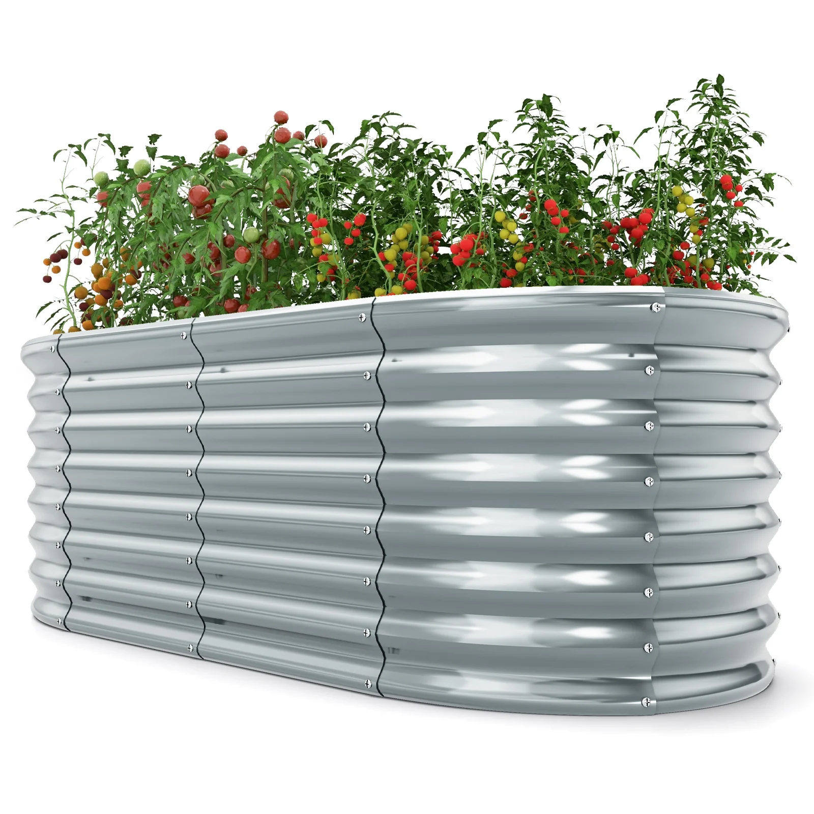 5 x 3 x 2 Feet Metal Oval Raised Garden Bed, Gray - Image 5