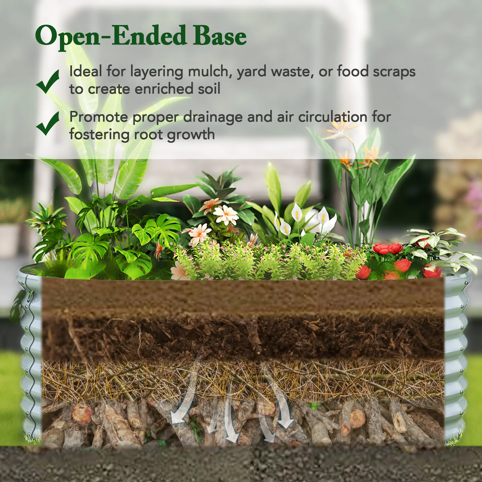 5 x 3 x 2 Feet Metal Oval Raised Garden Bed, Gray - Image 9