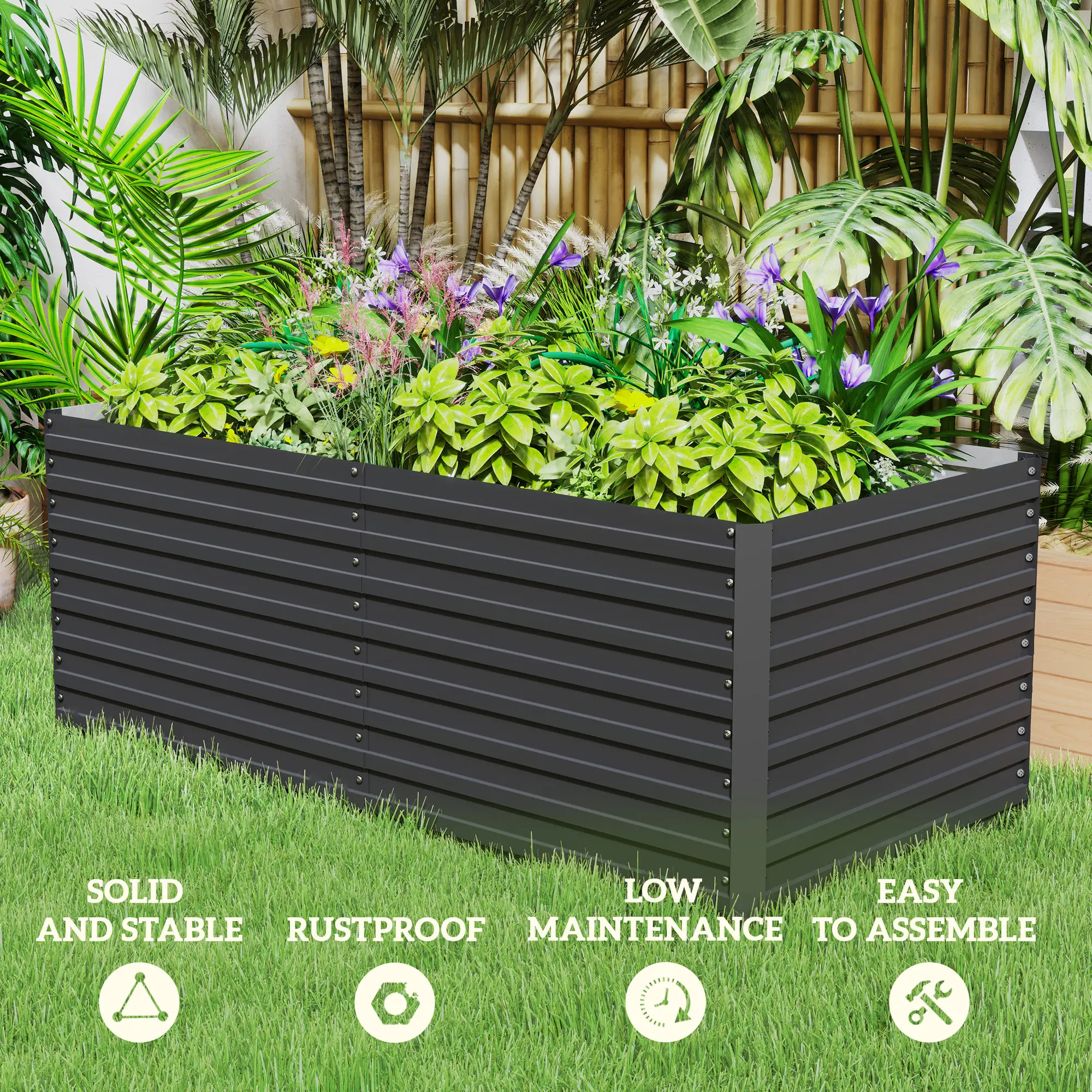 5' x 3' x 2' Raised Garden Bed, Galvanized Planter Box, Dark Grey - Image 5