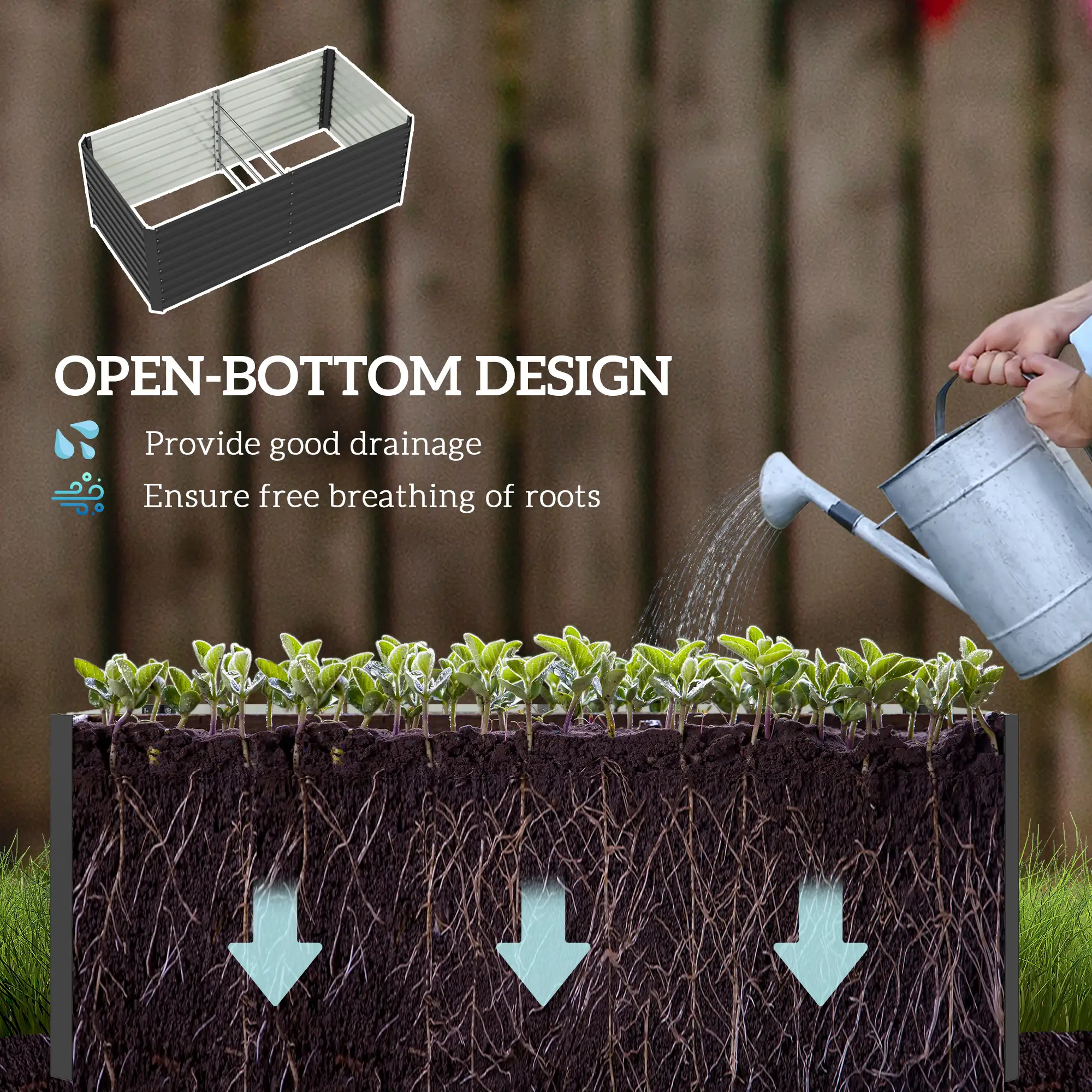 5' x 3' x 2' Raised Garden Bed, Galvanized Planter Box, Dark Grey - Image 6