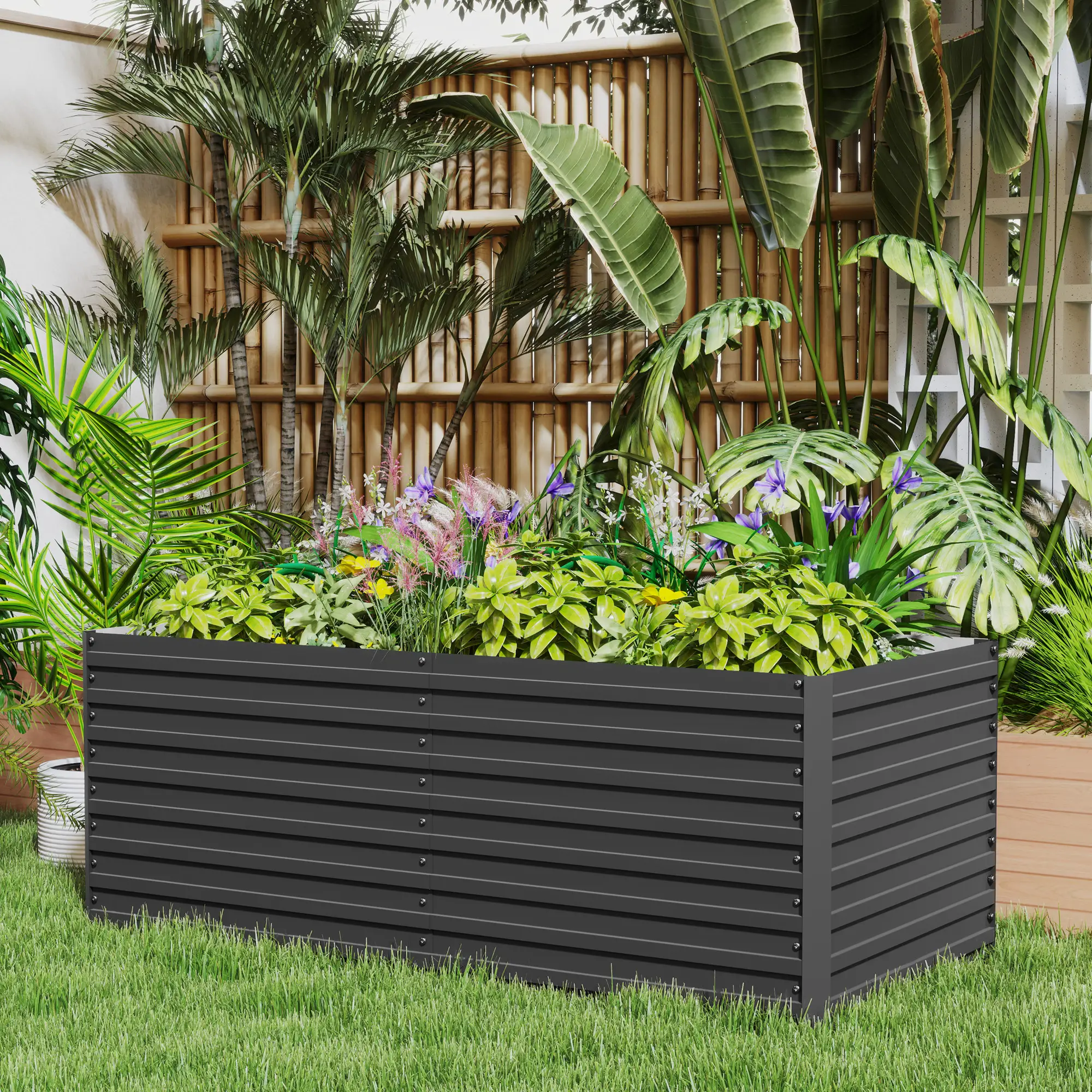 5' x 3' x 2' Raised Garden Bed, Galvanized Planter Box, Dark Grey - Image 8