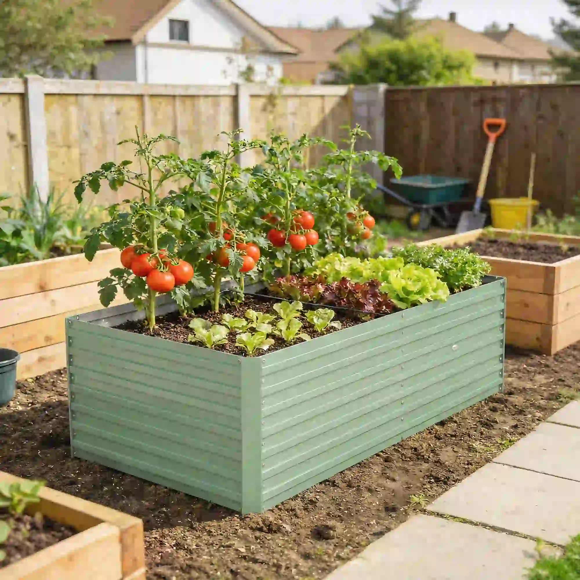 5' x 3' x 2' Raised Garden Bed, Galvanized Planter Box, Light Green - Image 8