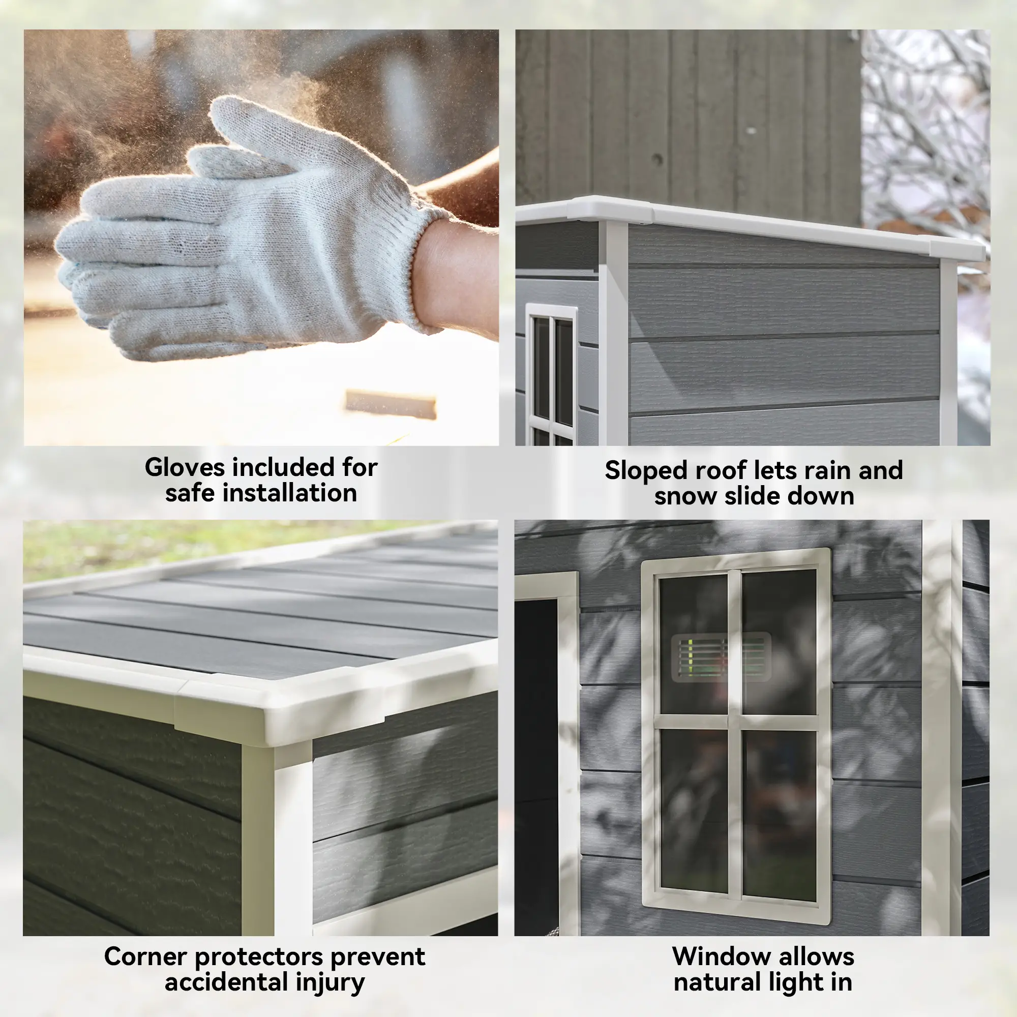 5 x 3FT Garden Shed, Outdoor Storage with Lockable Door, Window, Vent, Grey - Image 9