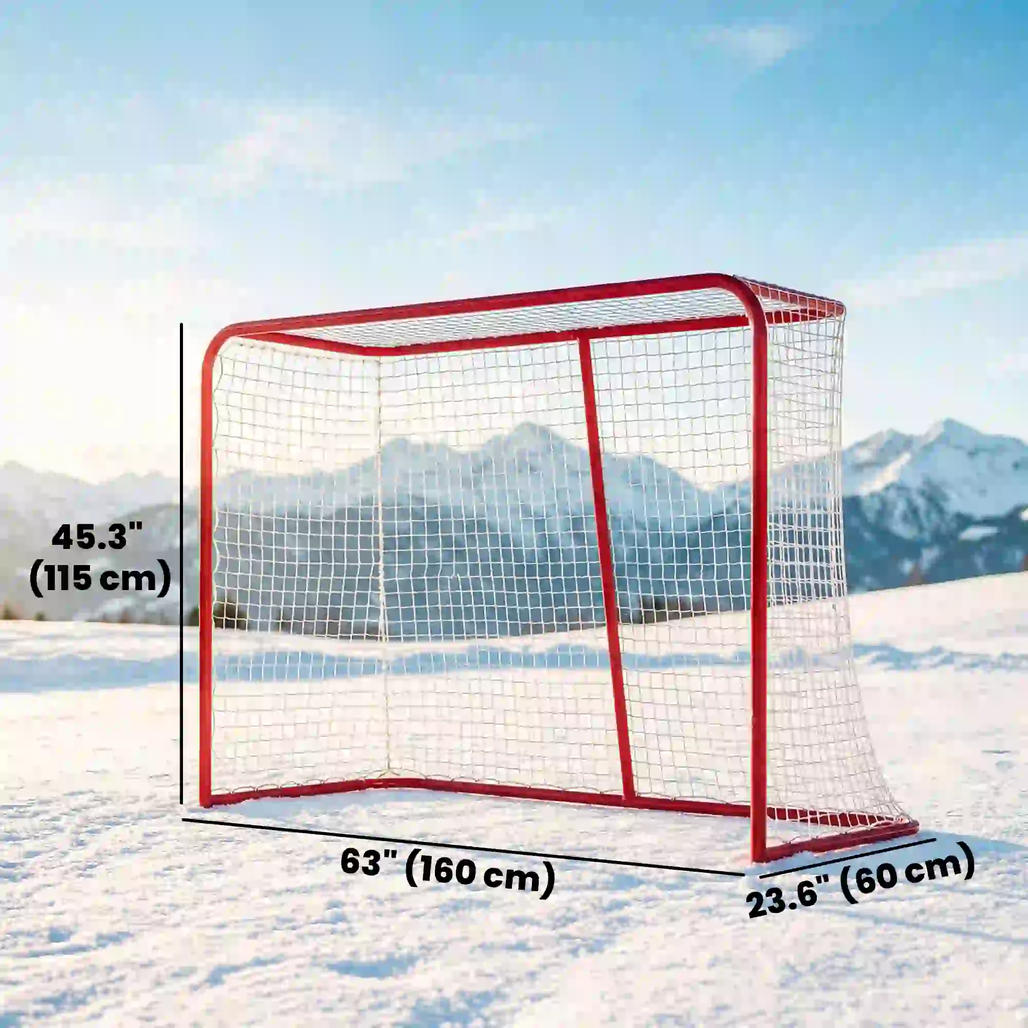5' x 4' Mini Hockey Goal, Metal Frame, Lightweight Portable - Image 3