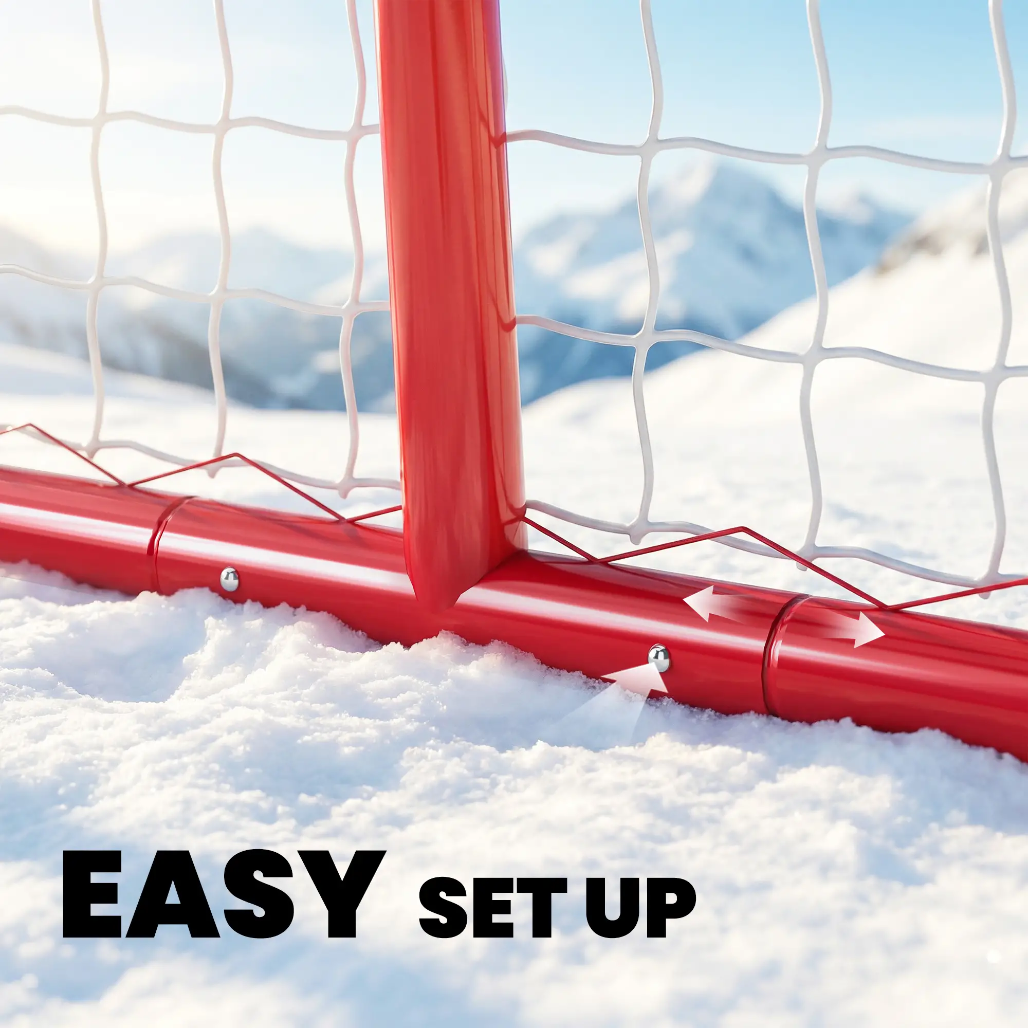 5' x 4' Mini Hockey Goal, Metal Frame, Lightweight Portable - Image 5