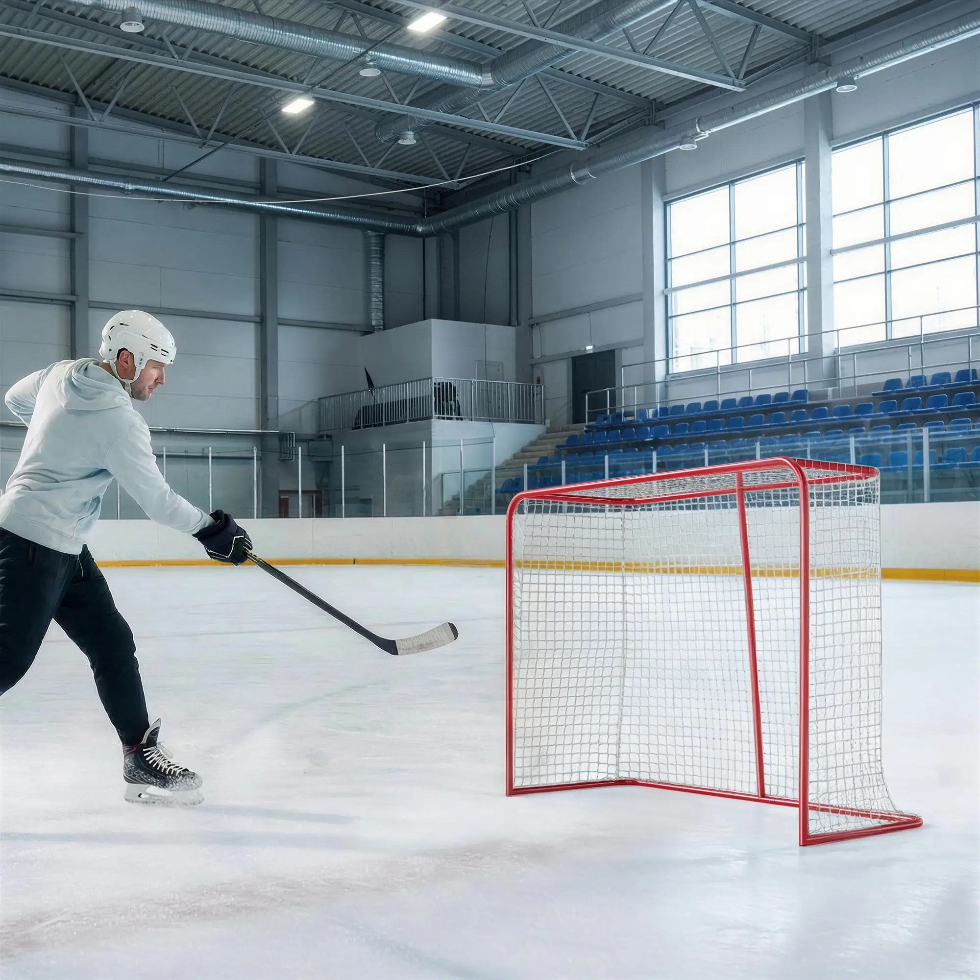 5' x 4' Mini Hockey Goal, Metal Frame, Lightweight Portable - Image 8