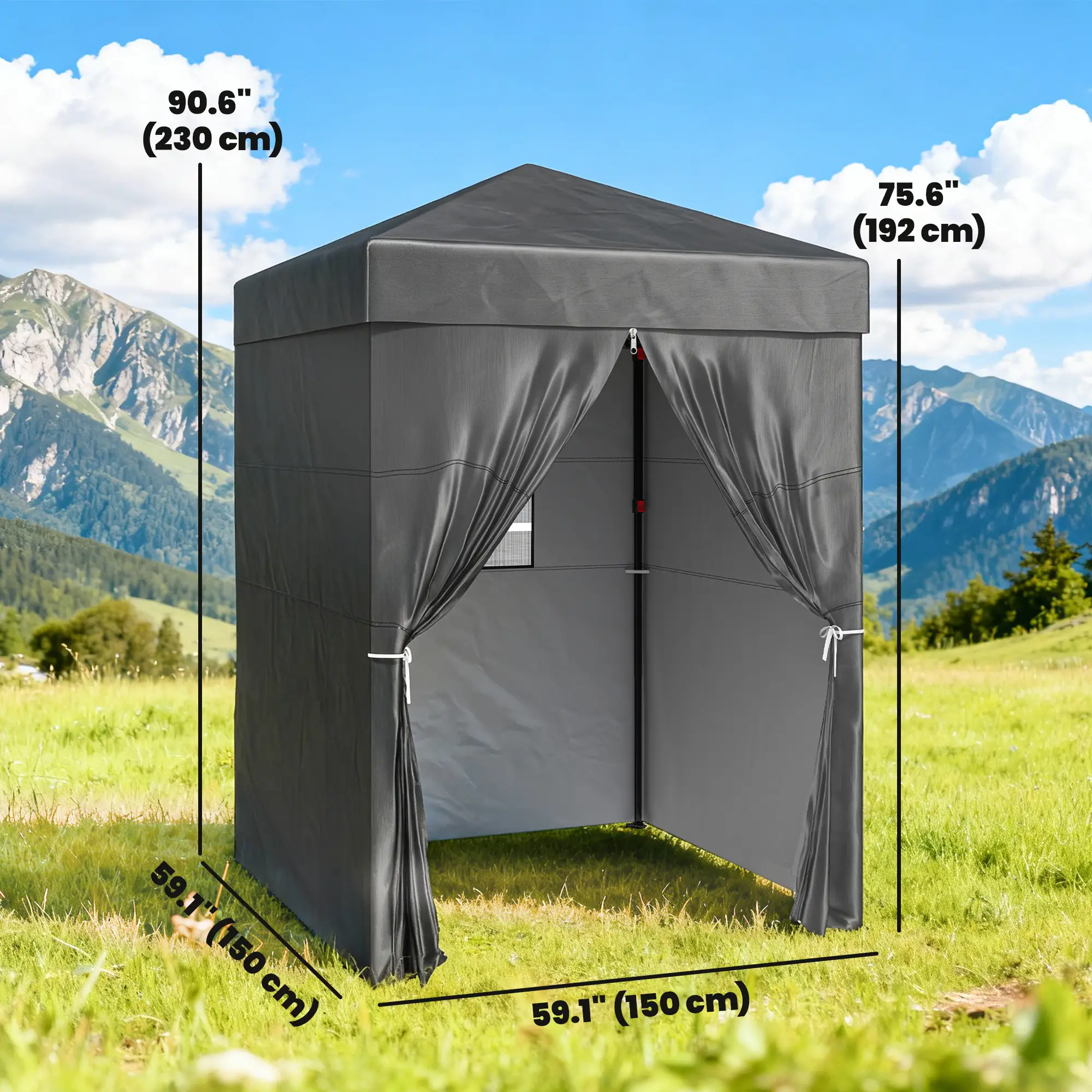 5 x 5 ft Compact Pop Up Canopy Tent, UPF 50+ Changing Room, Portable Instant Privacy Canopy, Dark Grey - Image 3