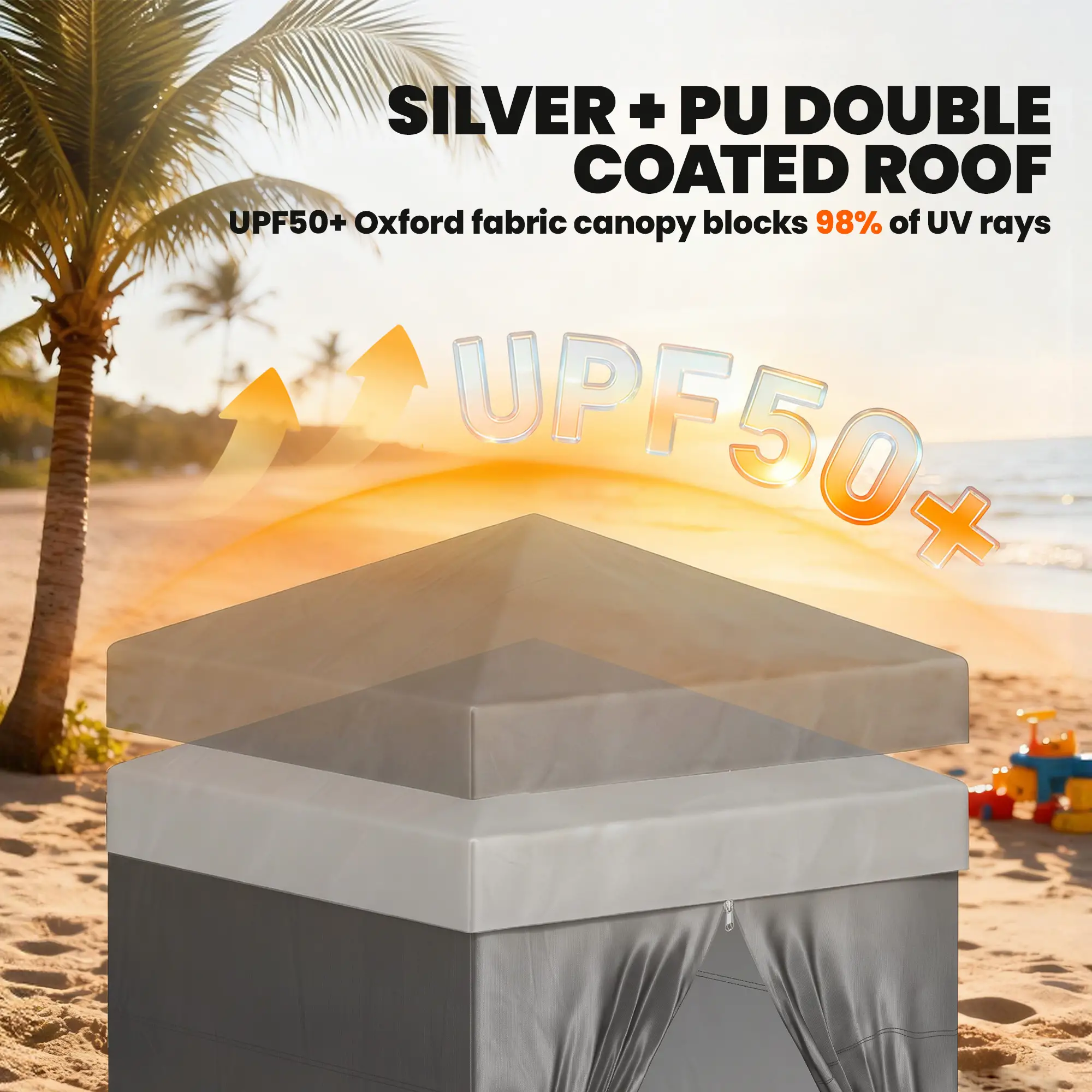5 x 5 ft Compact Pop Up Canopy Tent, UPF 50+ Changing Room, Portable Instant Privacy Canopy, Dark Grey - Image 6