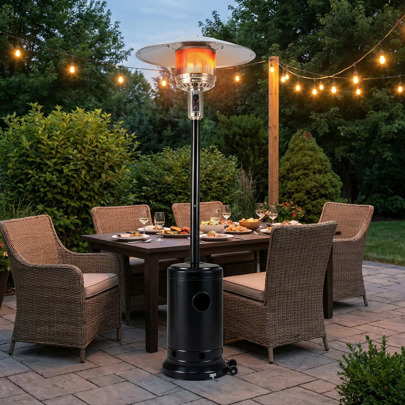 50,000 BTU Patio Propane Gas Heater, Stainless Steel Burner, Black - Image 2