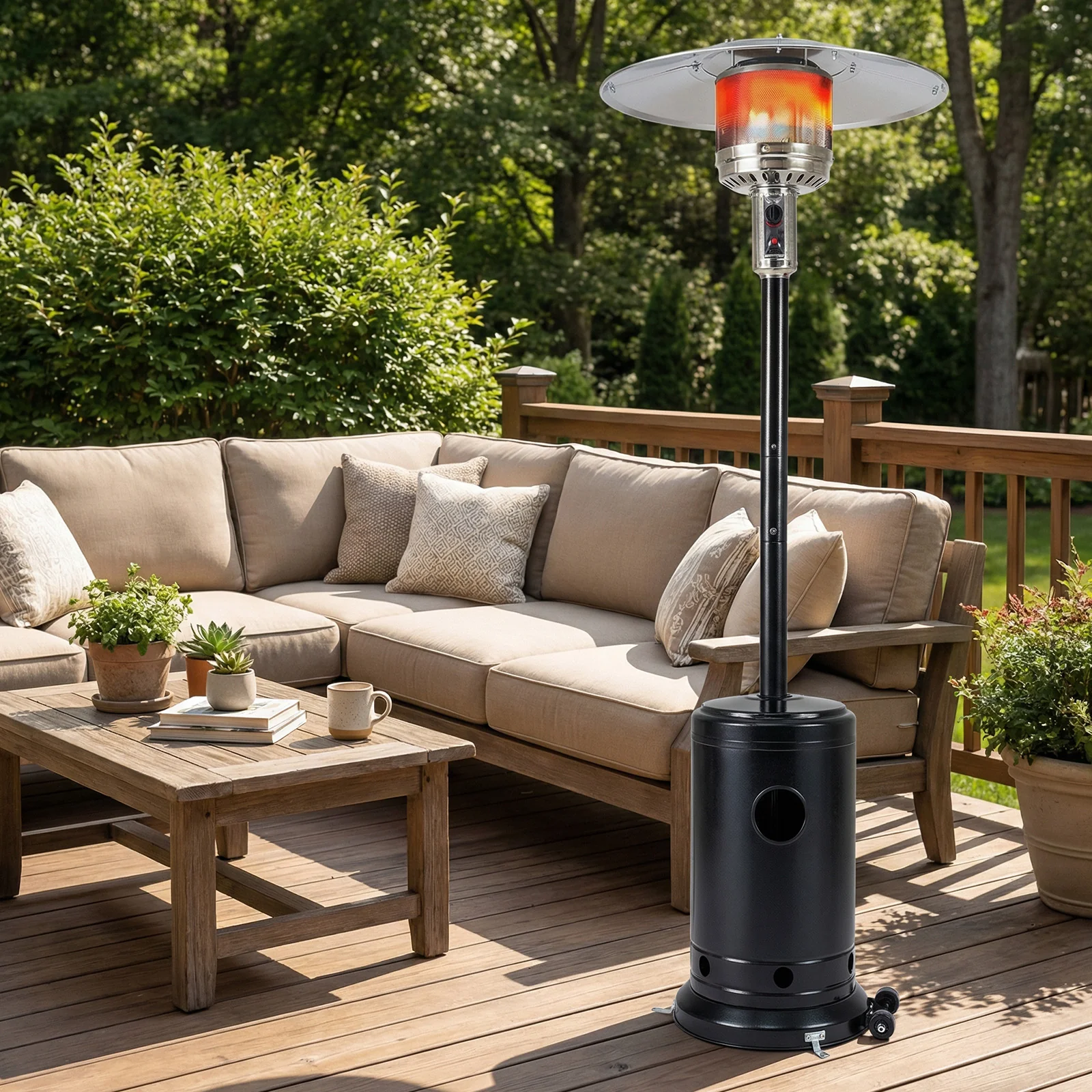 50,000 BTU Patio Propane Gas Heater, Stainless Steel Burner, Black - Image 3