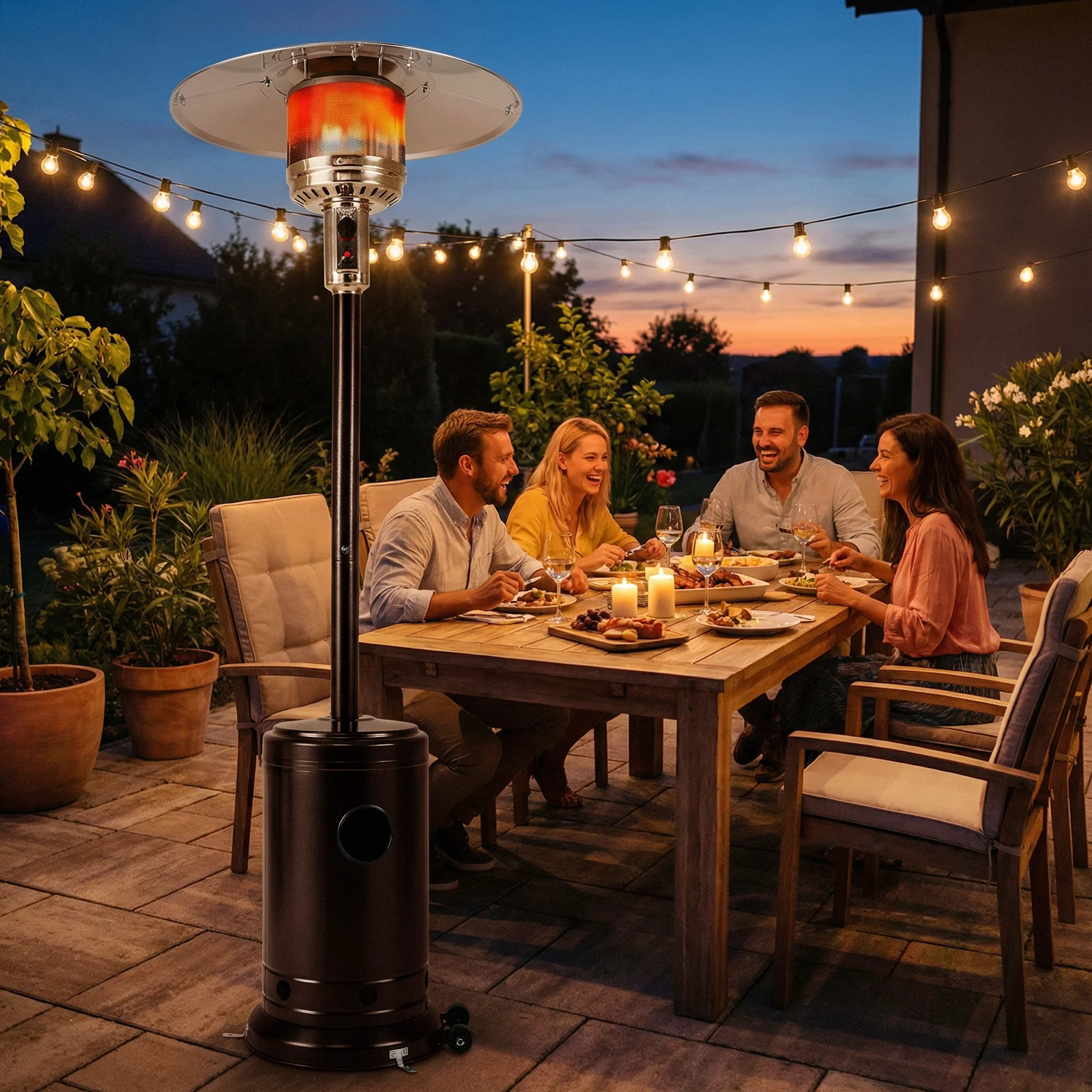 50,000 BTU Patio Propane Gas Heater, Stainless Steel Burner, Bronze - Image 2