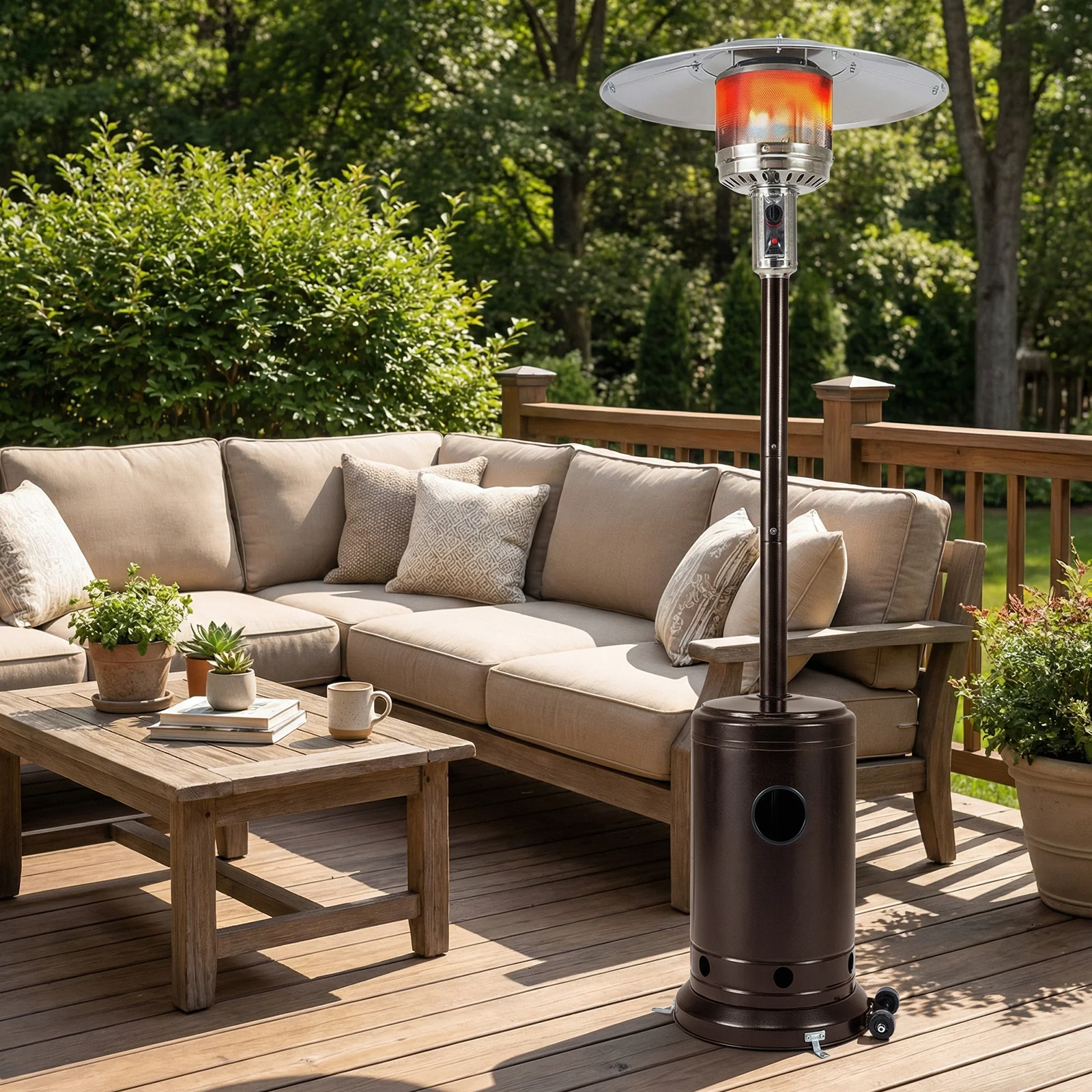50,000 BTU Patio Propane Gas Heater, Stainless Steel Burner, Bronze - Image 3
