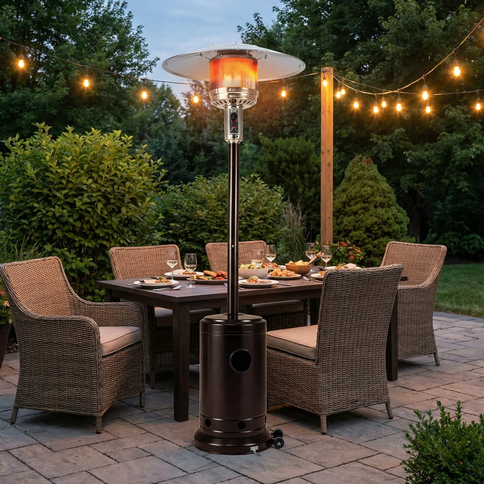 50,000 BTU Patio Propane Gas Heater, Stainless Steel Burner, Bronze - Image 5