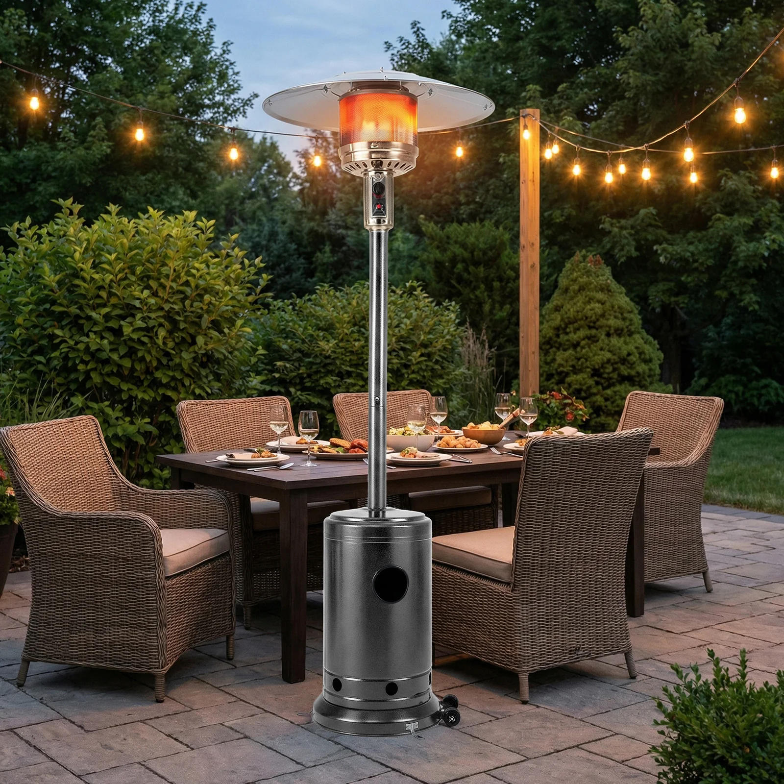 50,000 BTU Patio Propane Gas Heater, Stainless Steel Burner, Gray - Image 2