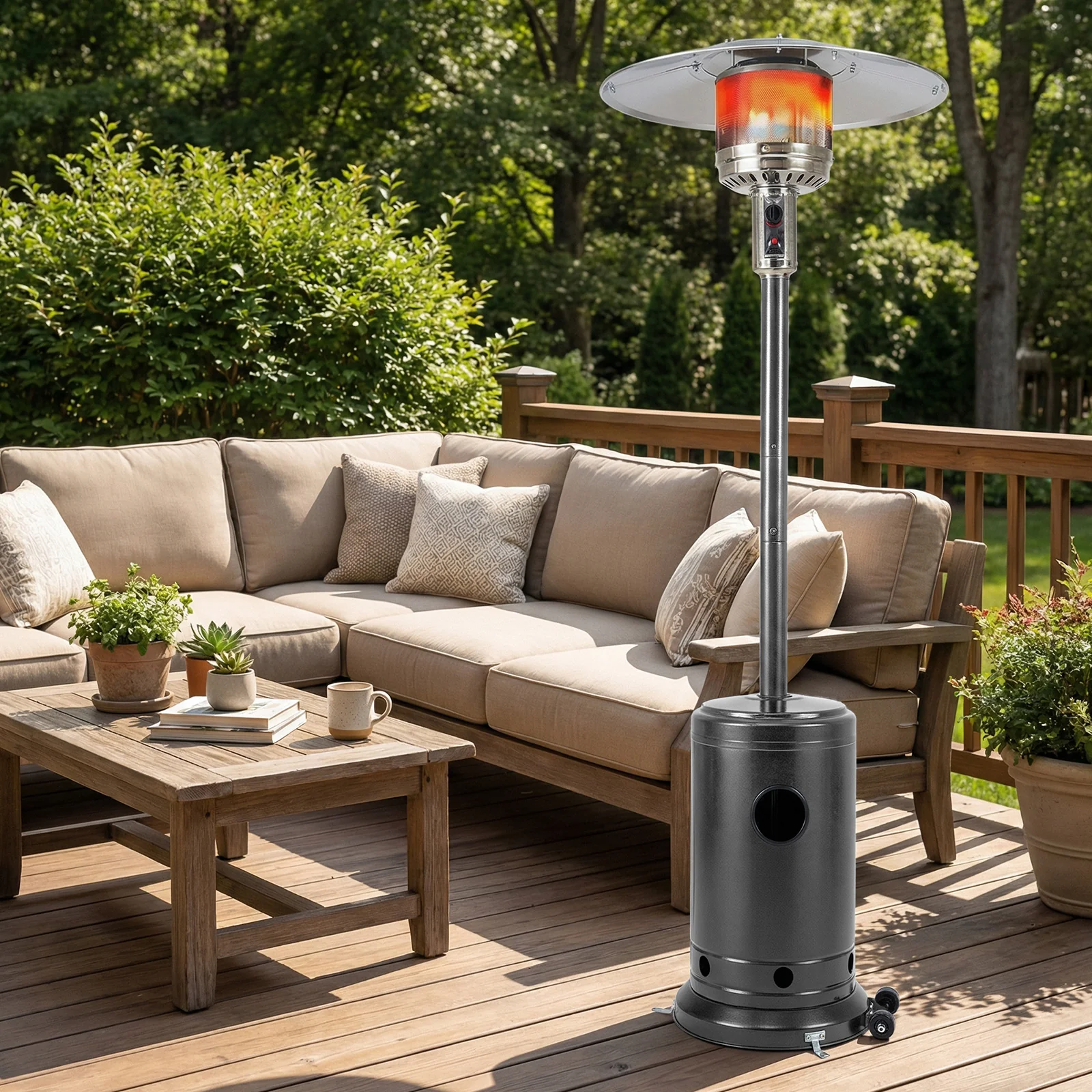 50,000 BTU Patio Propane Gas Heater, Stainless Steel Burner, Gray - Image 3