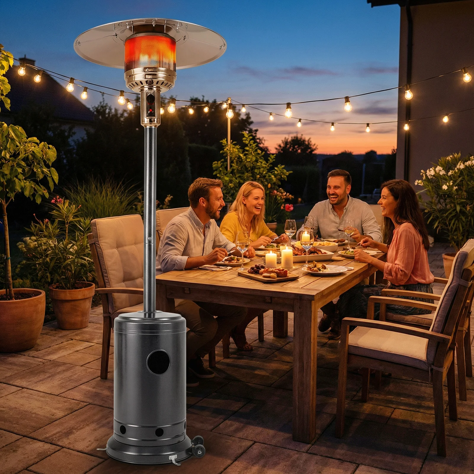 50,000 BTU Patio Propane Gas Heater, Stainless Steel Burner, Gray - Image 5