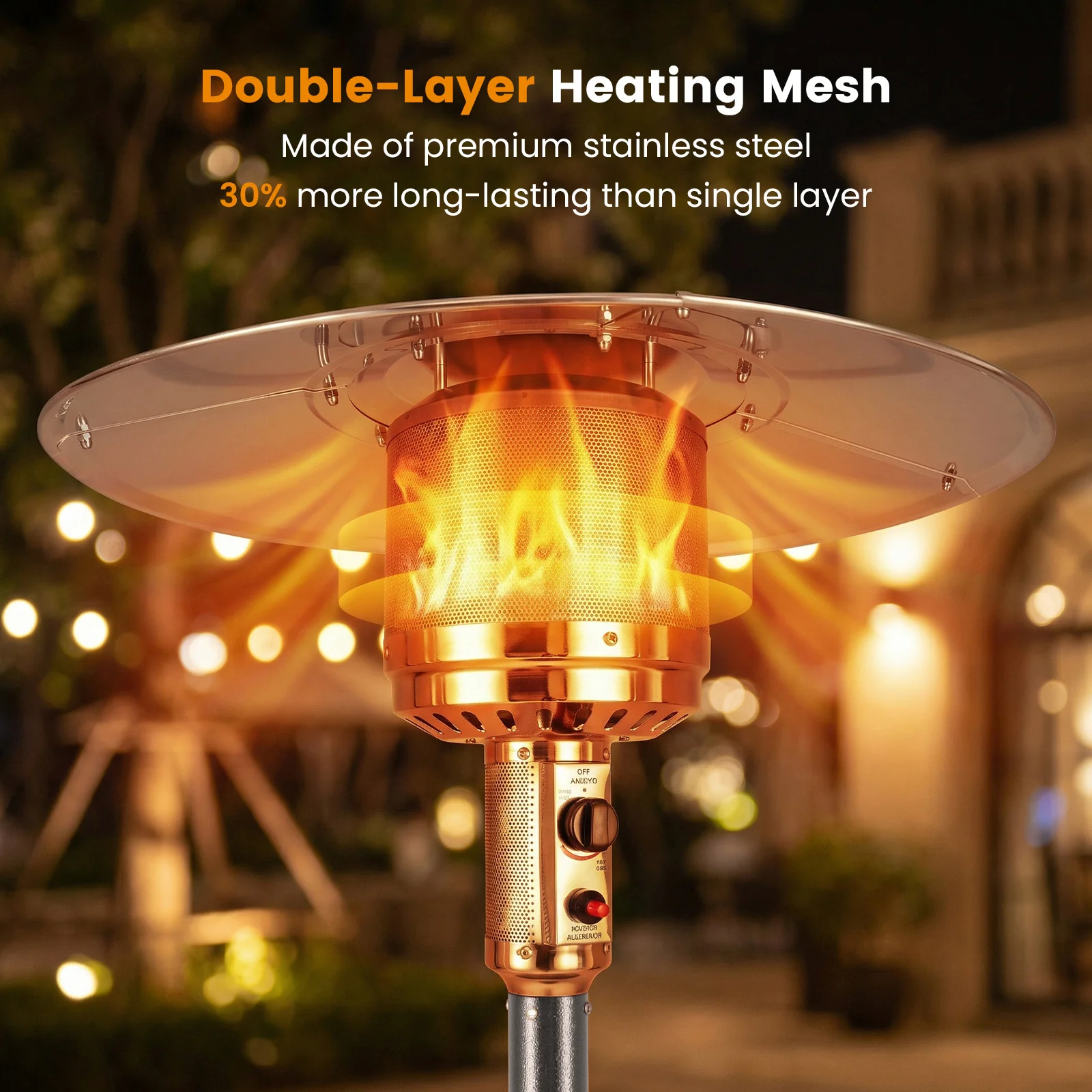 50,000 BTU Patio Propane Gas Heater, Stainless Steel Burner, Gray - Image 7