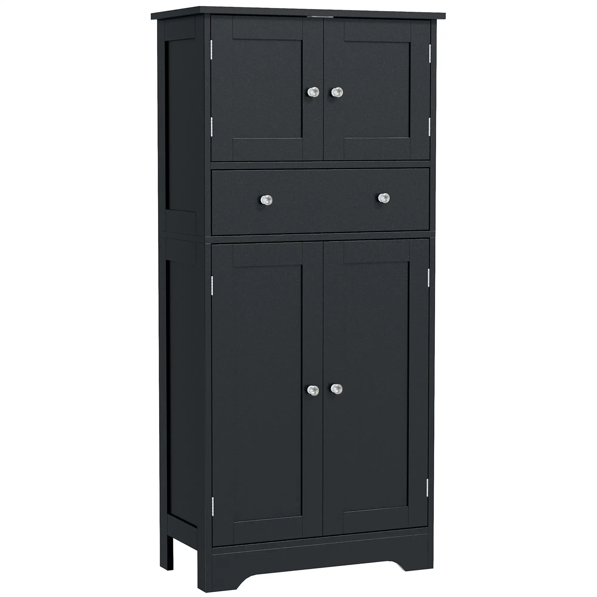 50.5" Kitchen Cabinet, 4 Doors, Drawer, Adjustable Shelf, Black