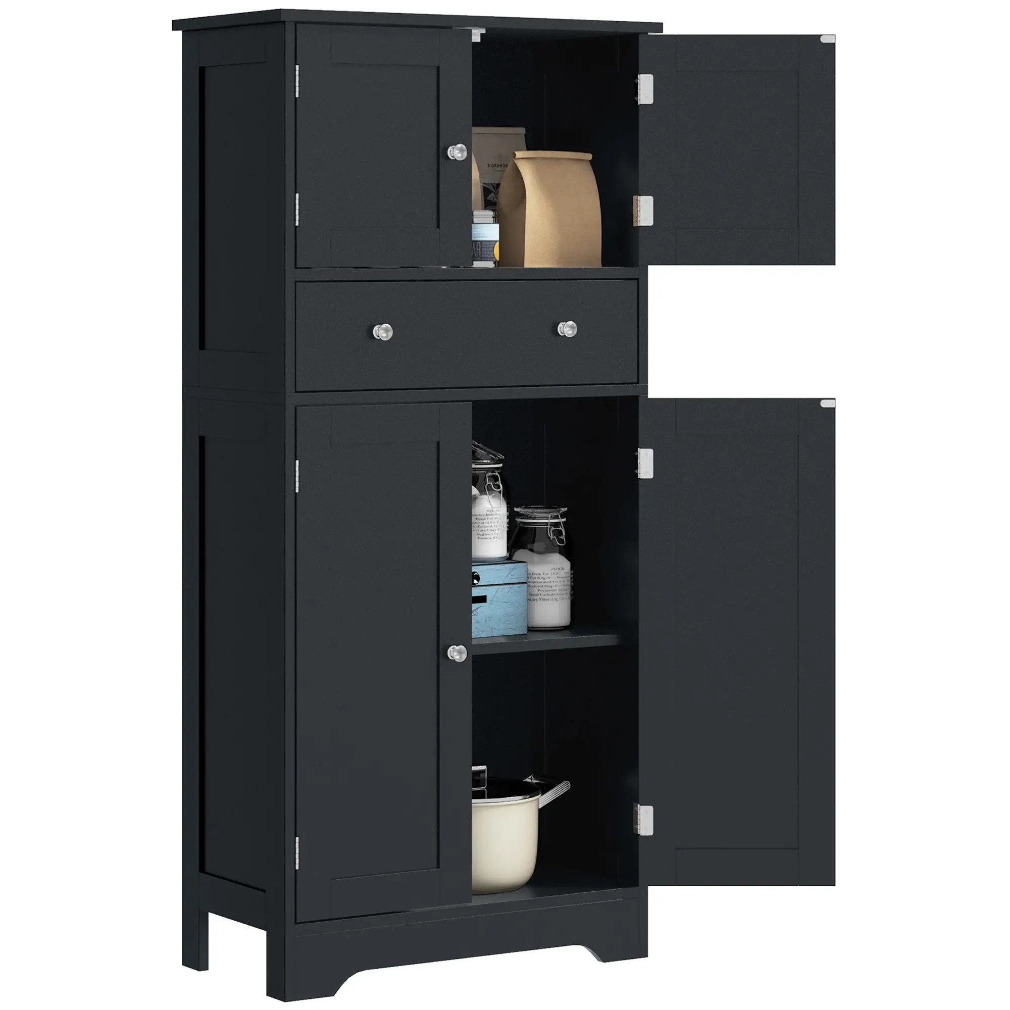 50.5" Kitchen Cabinet, 4 Doors, Drawer, Adjustable Shelf, Black - Image 11