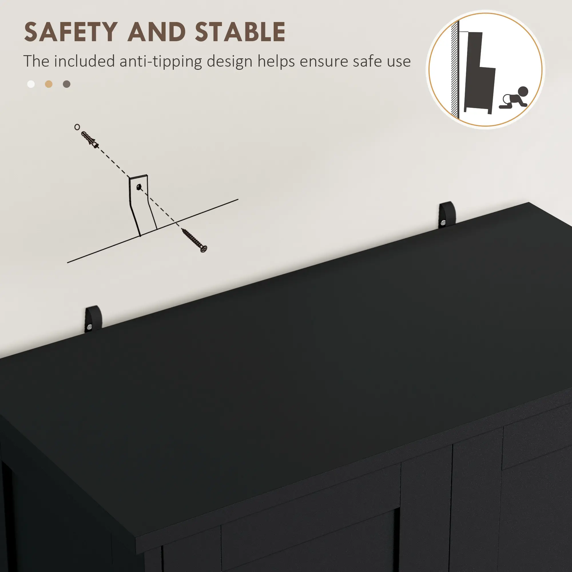 50.5" Kitchen Cabinet, 4 Doors, Drawer, Adjustable Shelf, Black - Image 7