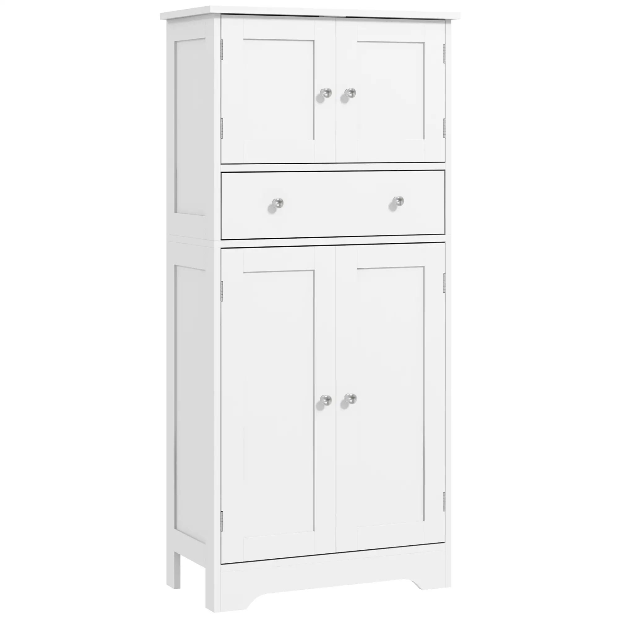 50.5" Kitchen Cabinet, 4 Doors, Drawer, Adjustable Shelf, White
