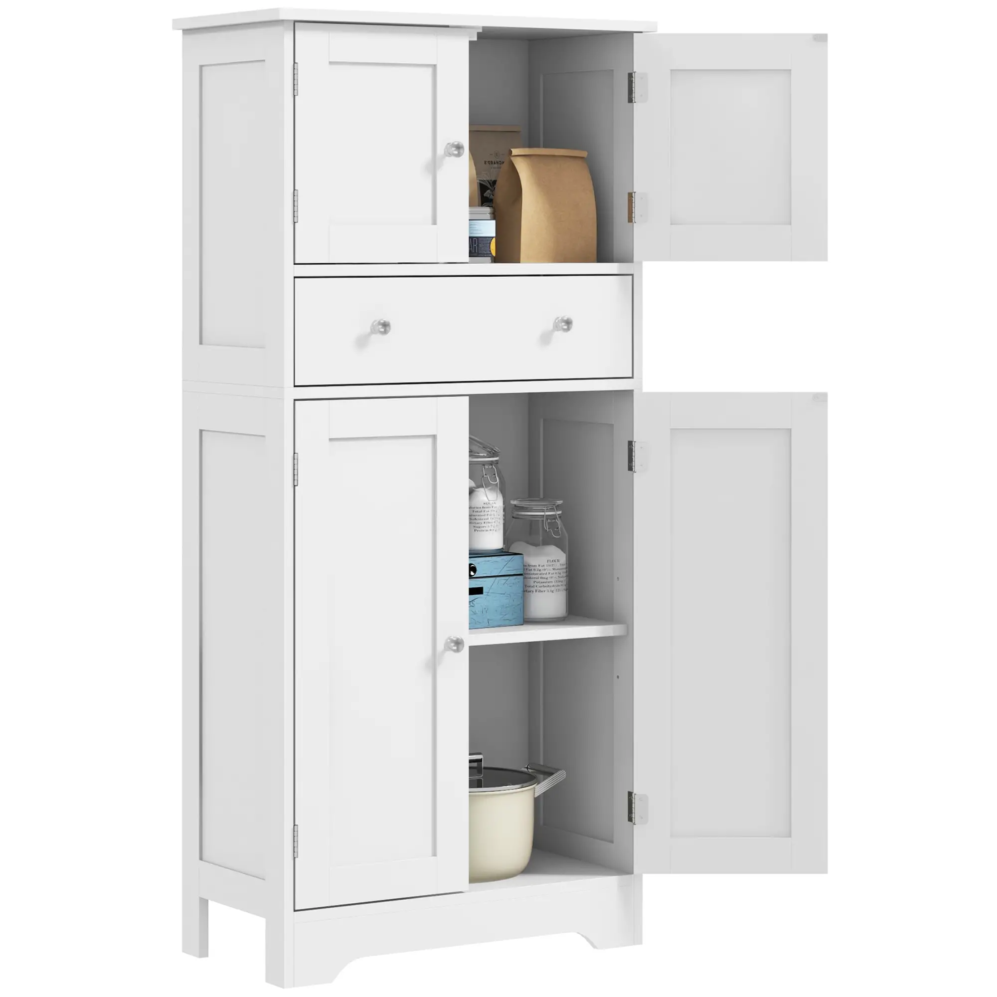 50.5" Kitchen Cabinet, 4 Doors, Drawer, Adjustable Shelf, White - Image 11