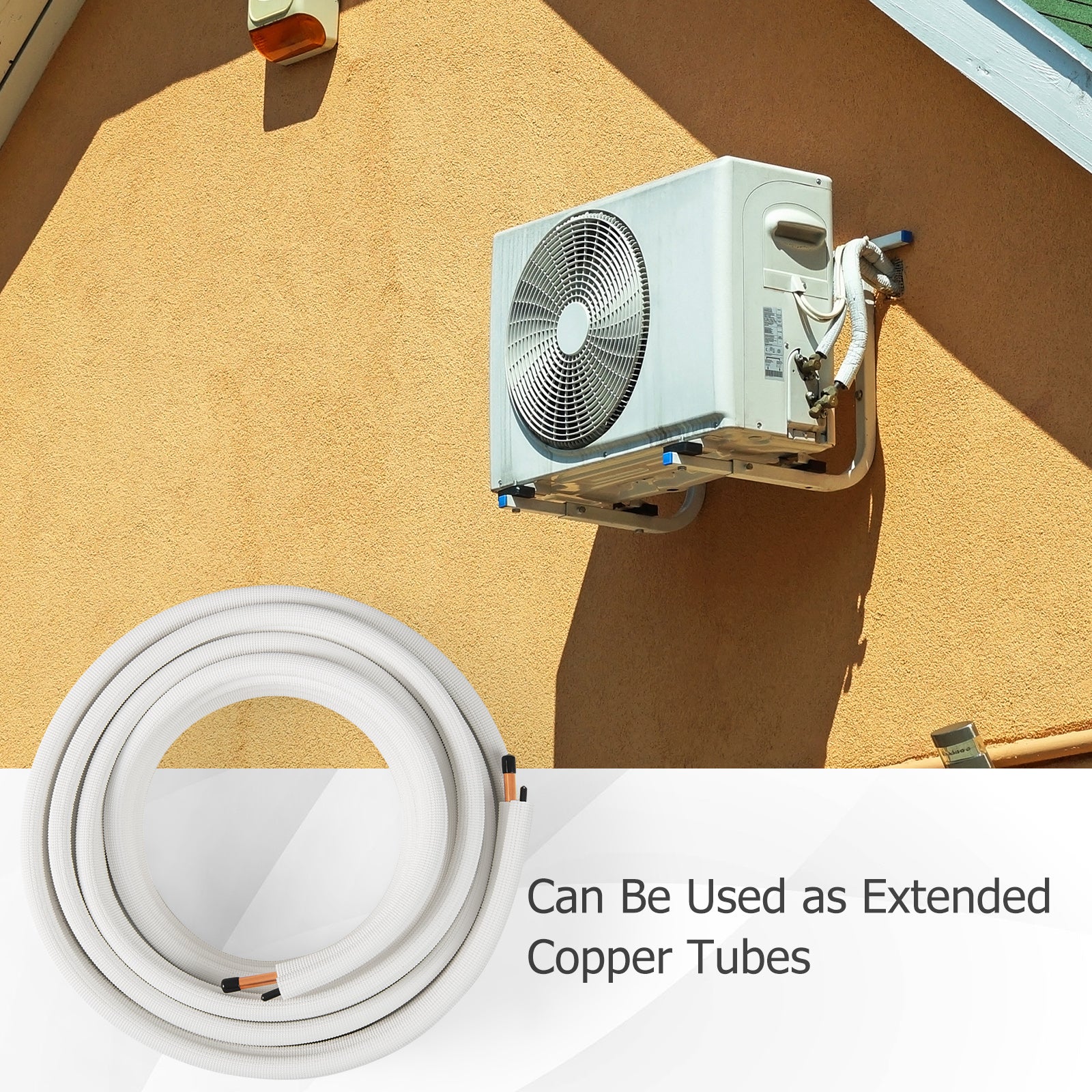50 Ft Mini Split Line Set, 1/4 Inch 1/2 Inch Copper Pipes, White - Image 2