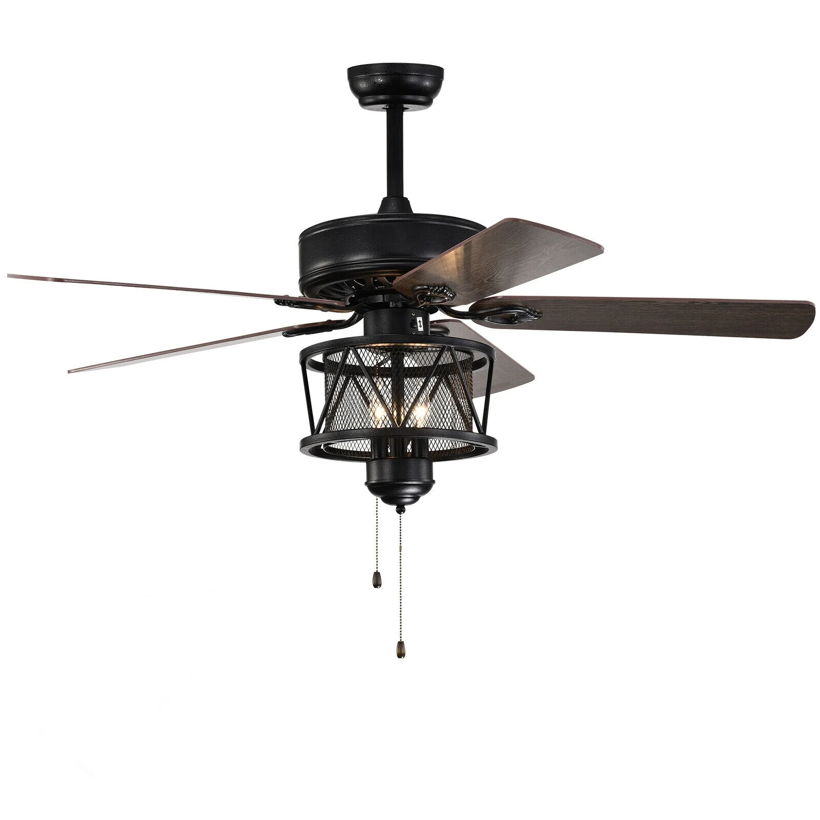 50 Inch Ceiling Fan With Lights, Reversible Blades, Pull Chain, Black - Image 4