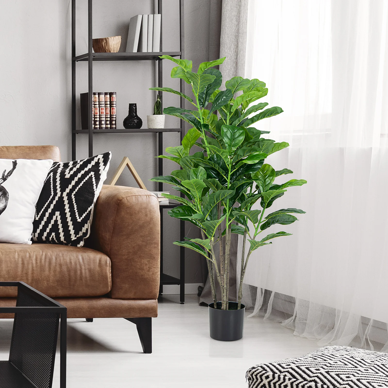51 Inch Artificial Fiddle Leaf Fig Tree, 2-Pack, Green - Image 2