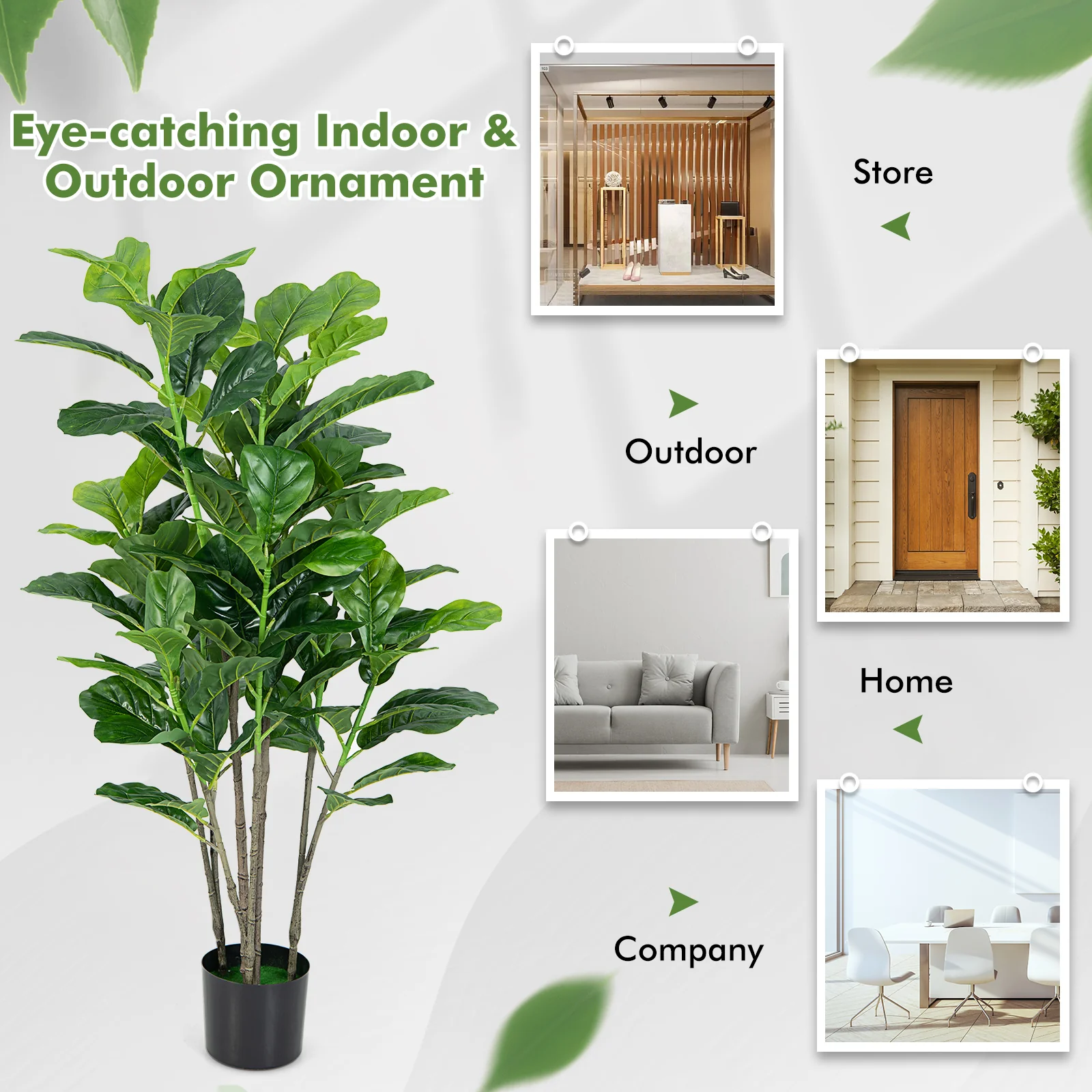 51 Inch Artificial Fiddle Leaf Fig Tree, 2-Pack, Green - Image 3