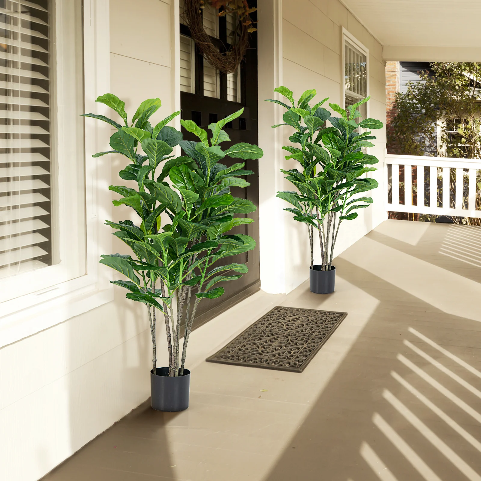 51 Inch Artificial Fiddle Leaf Fig Tree, 2-Pack, Green - Image 7